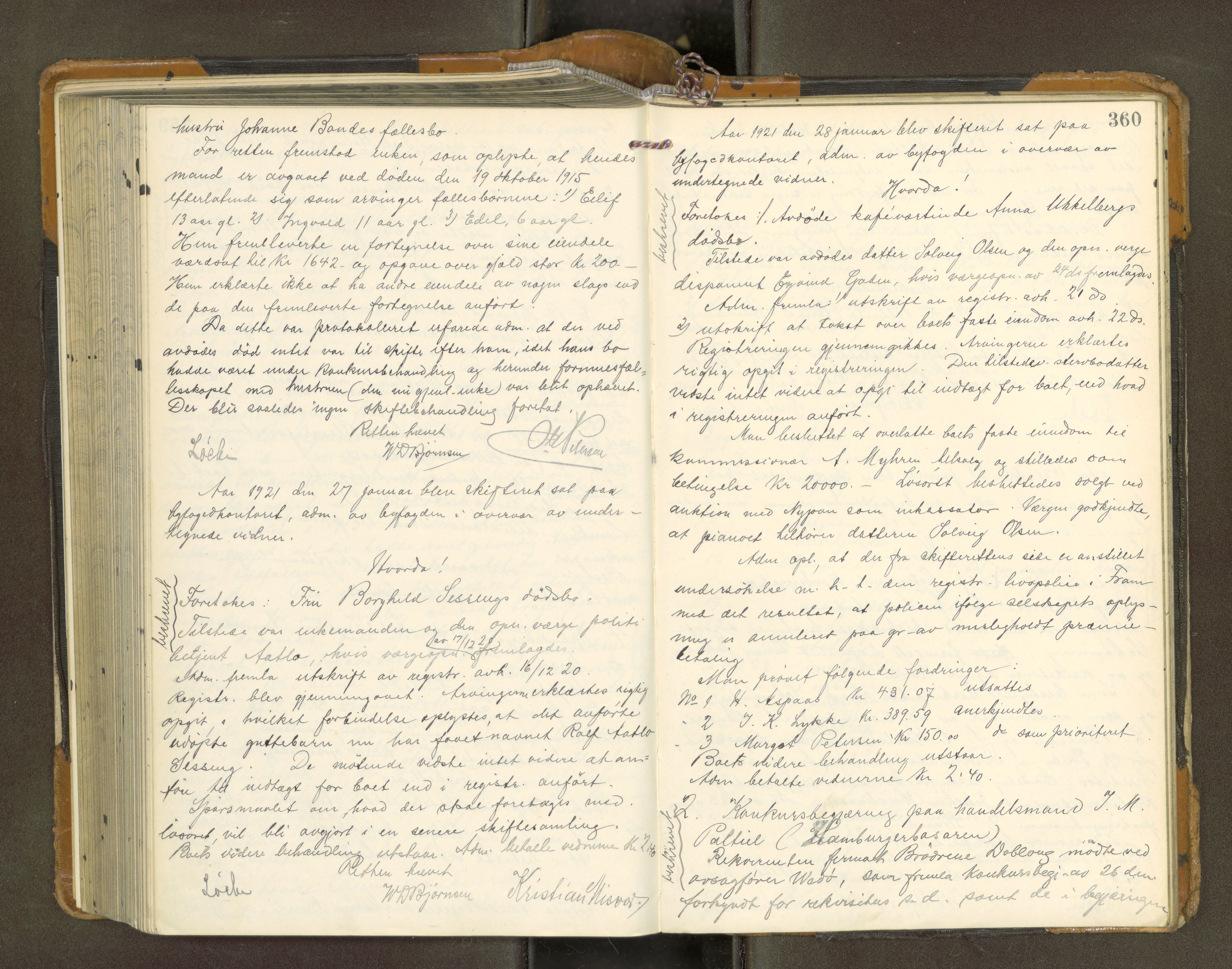 Trondheim byfogd, AV/SAT-A-0003/1/3/3B/L0020: Skiftebehandlingsprotokoll - 30/1-3/6., 1917-1922, p. 360