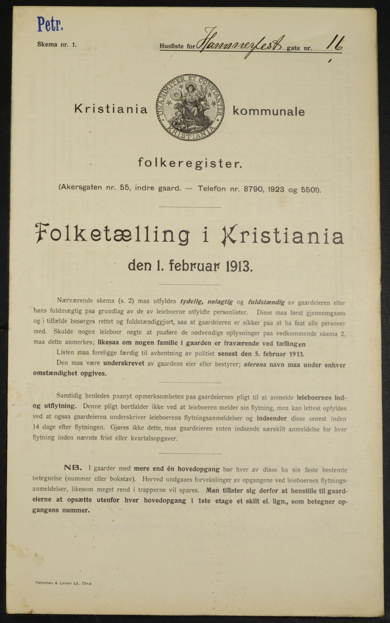 OBA, Municipal Census 1913 for Kristiania, 1913, p. 34372