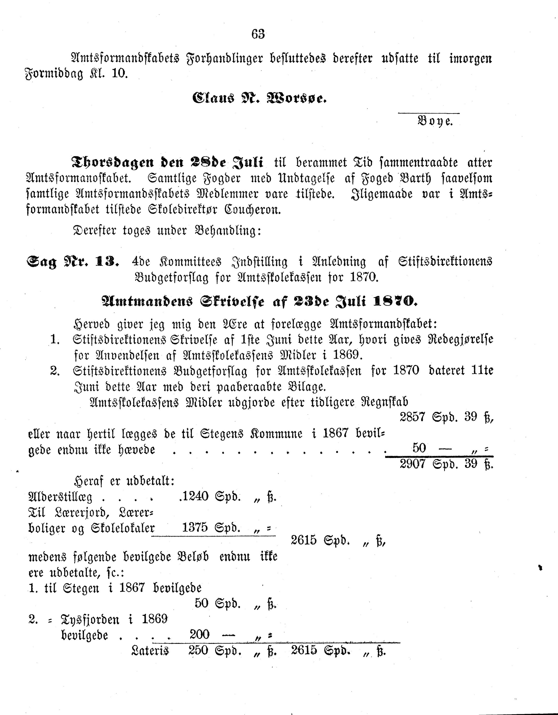 Nordland Fylkeskommune. Fylkestinget, AIN/NFK-17/176/A/Ac/L0006: Fylkestingsforhandlinger 1870, 1870