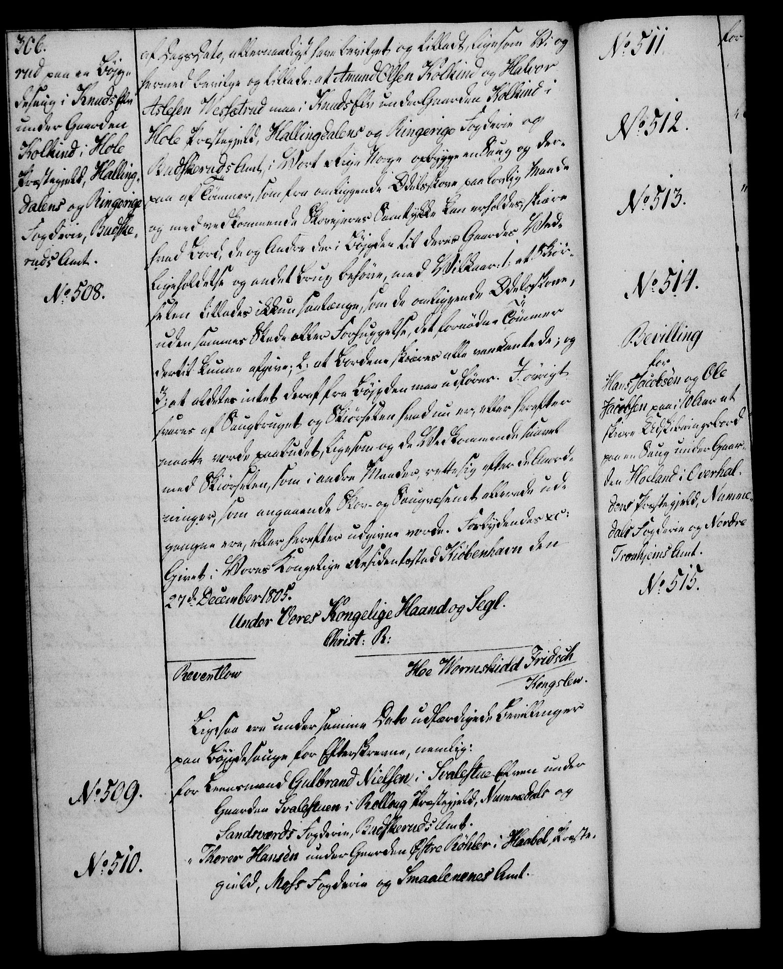 Rentekammeret, Kammerkanselliet, AV/RA-EA-3111/G/Gg/Gga/L0018: Norsk ekspedisjonsprotokoll med register (merket RK 53.18), 1804-1806, p. 306