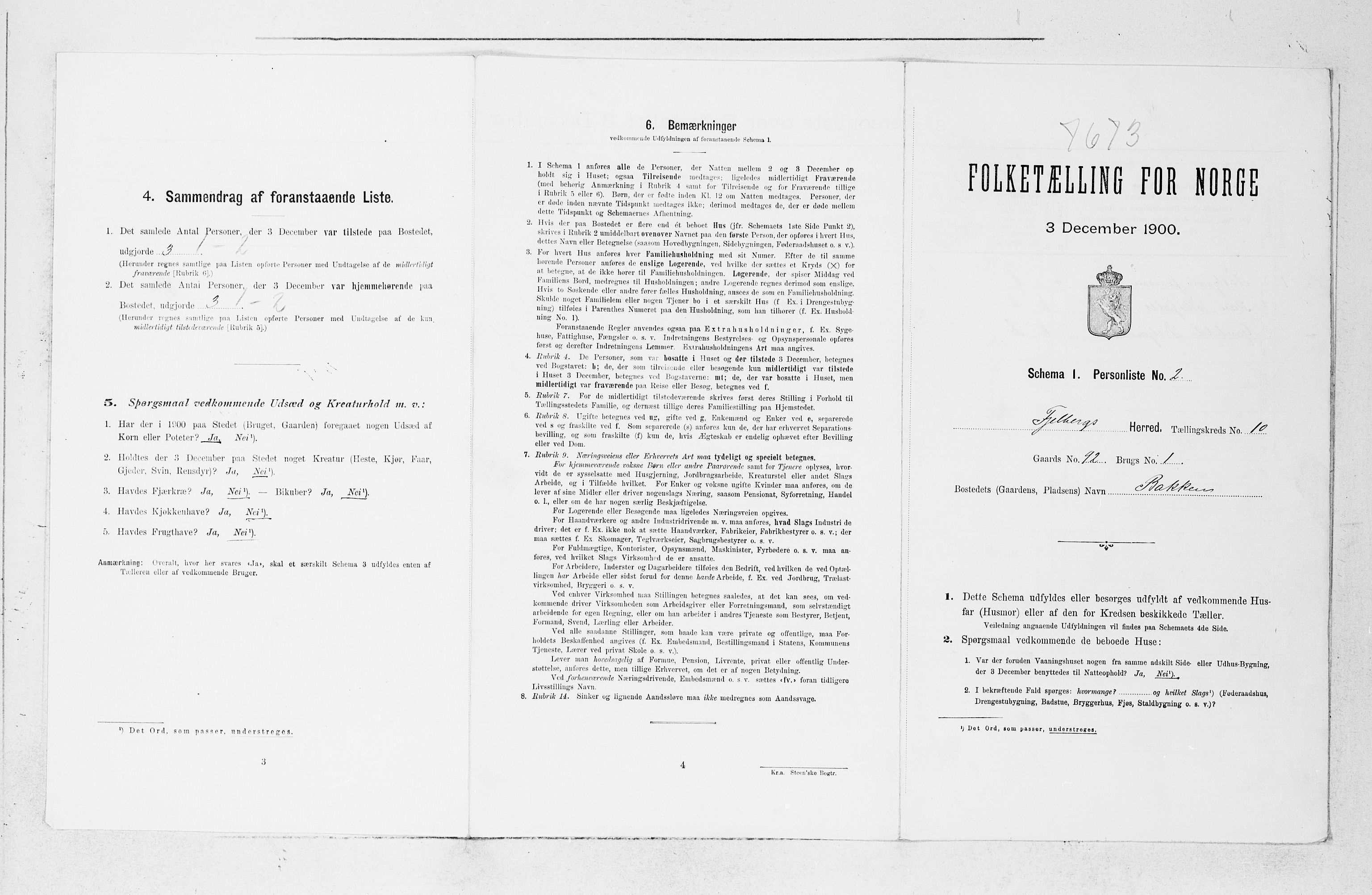 SAB, 1900 census for Fjelberg, 1900, p. 1088