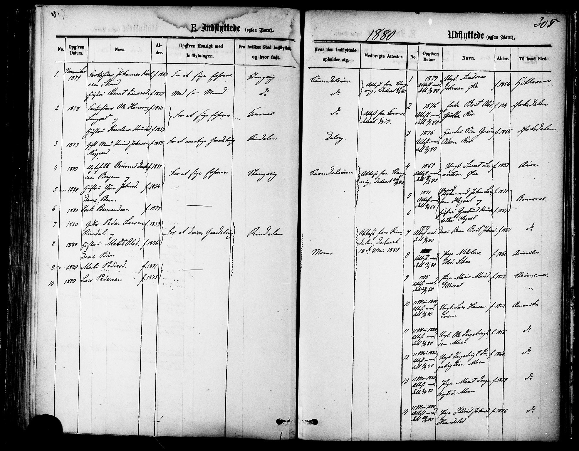 Ministerialprotokoller, klokkerbøker og fødselsregistre - Møre og Romsdal, SAT/A-1454/595/L1046: Parish register (official) no. 595A08, 1874-1884, p. 305