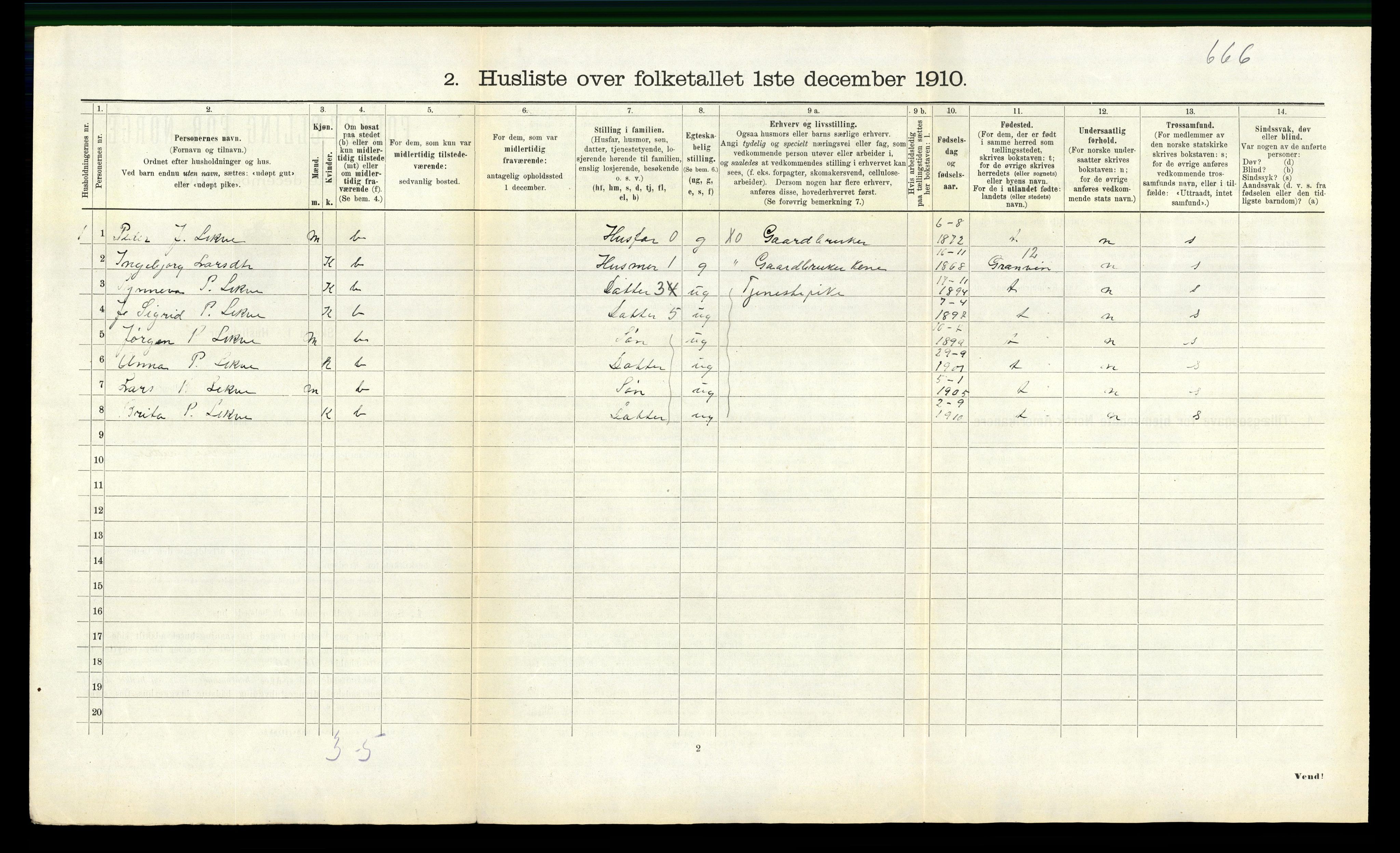 RA, 1910 census for Ulvik, 1910, p. 269