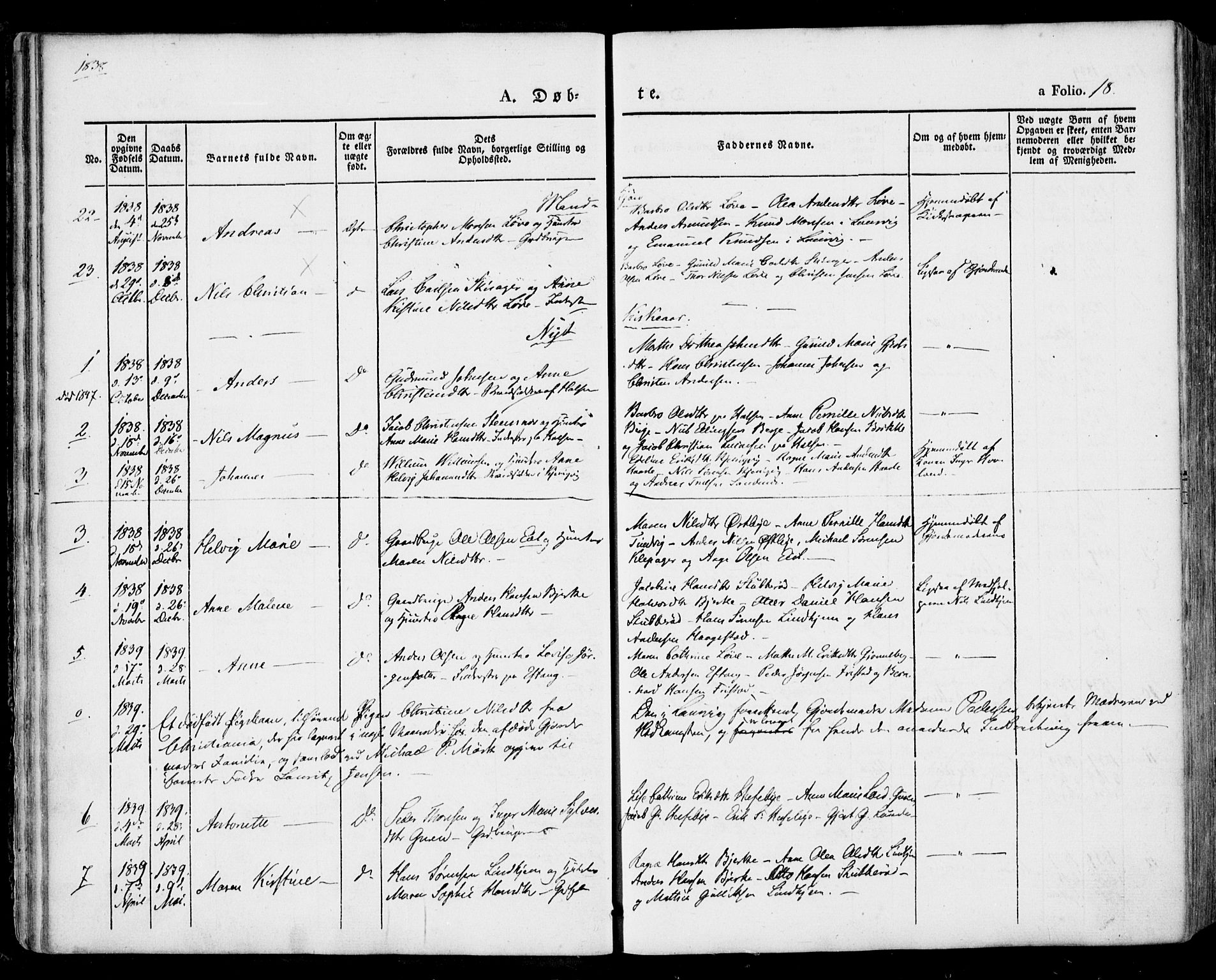 Tjølling kirkebøker, AV/SAKO-A-60/F/Fa/L0006: Parish register (official) no. 6, 1835-1859, p. 18