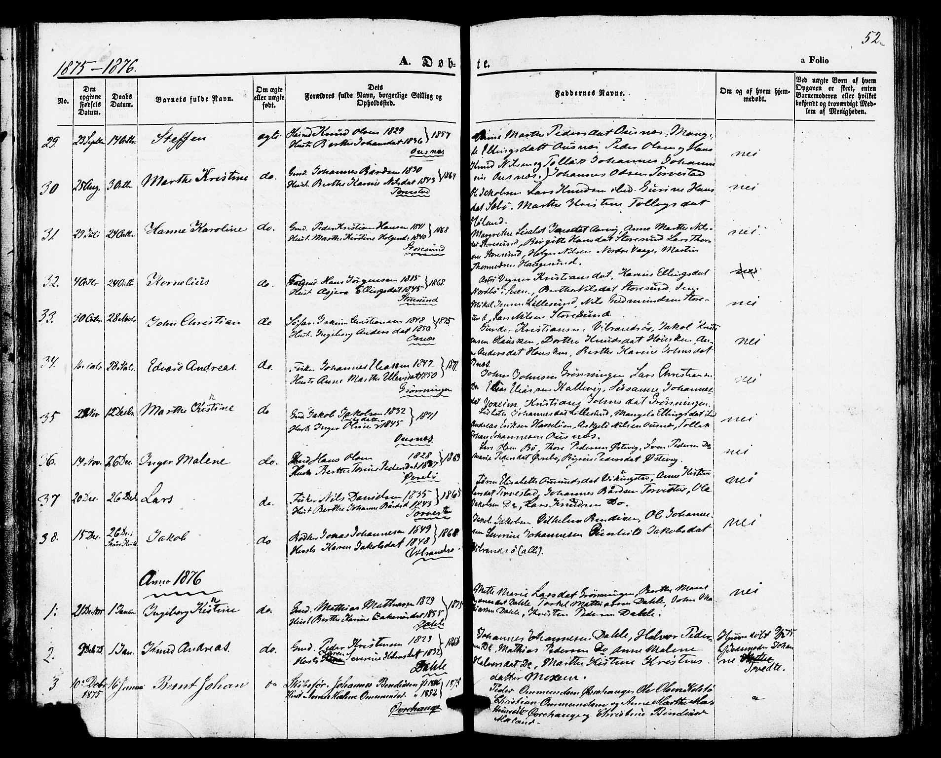 Torvastad sokneprestkontor, AV/SAST-A -101857/H/Ha/Haa/L0010: Parish register (official) no. A 10, 1857-1878, p. 52