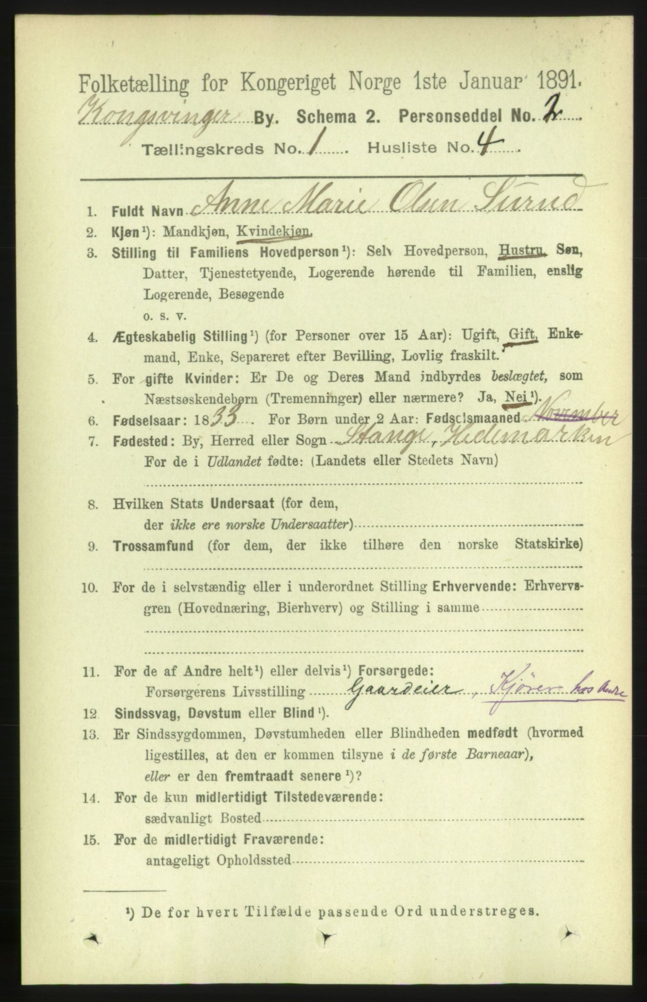 RA, 1891 census for 0402 Kongsvinger, 1891, p. 340