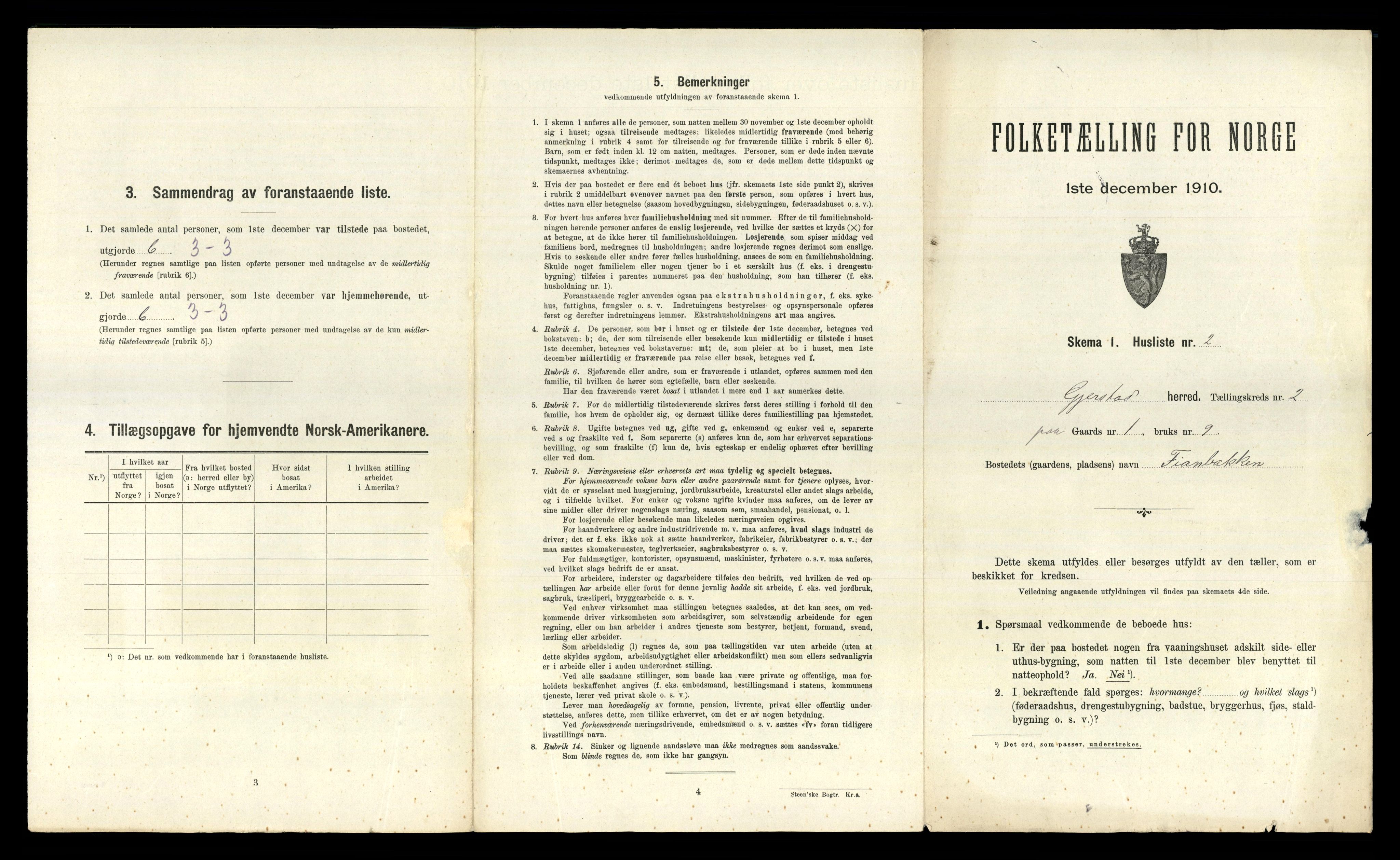 RA, 1910 census for Gjerstad, 1910, p. 113