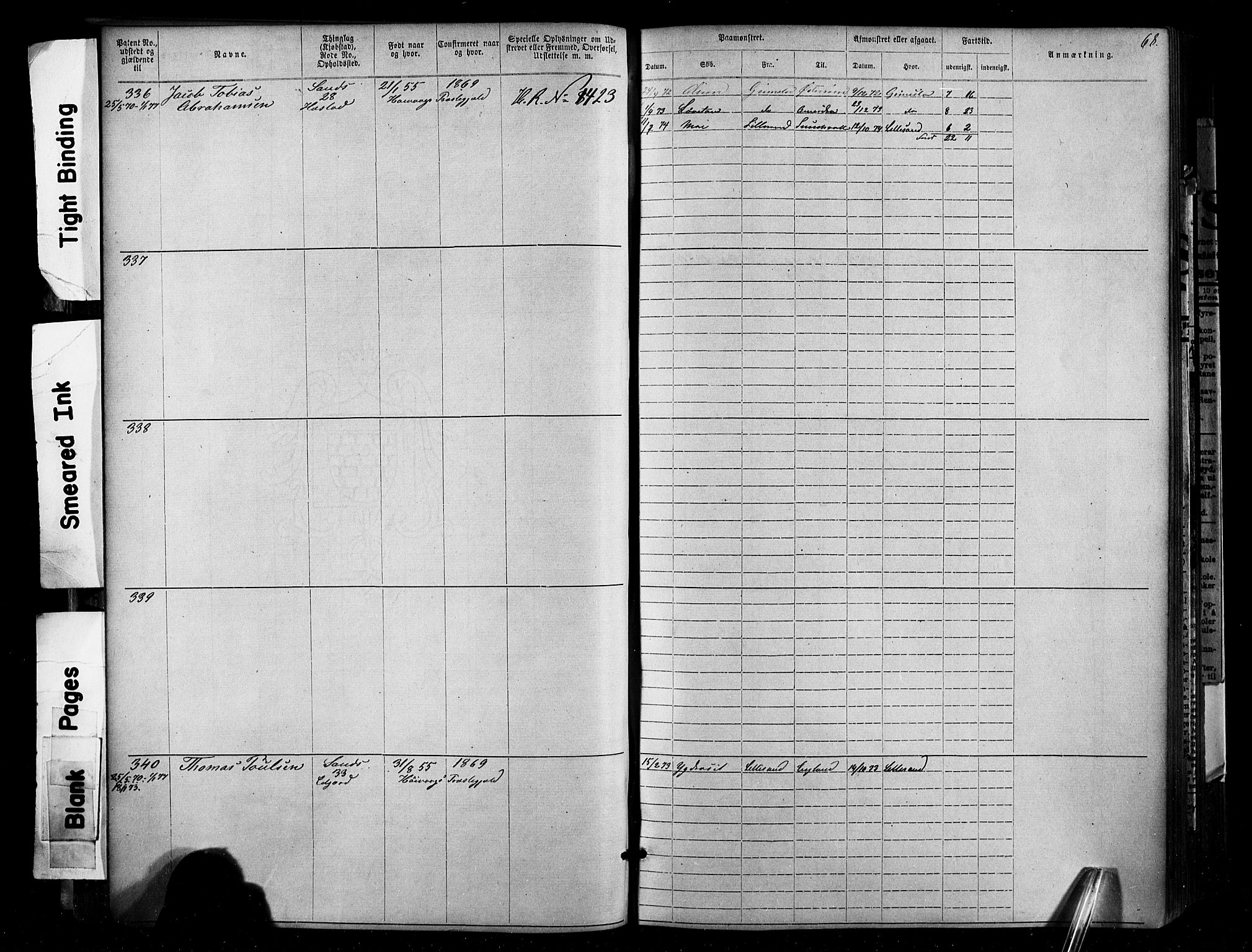 Lillesand mønstringskrets, SAK/2031-0014/F/Fa/L0002: Annotasjonsrulle nr 1-1910 med register, W-8, 1868-1891, p. 76