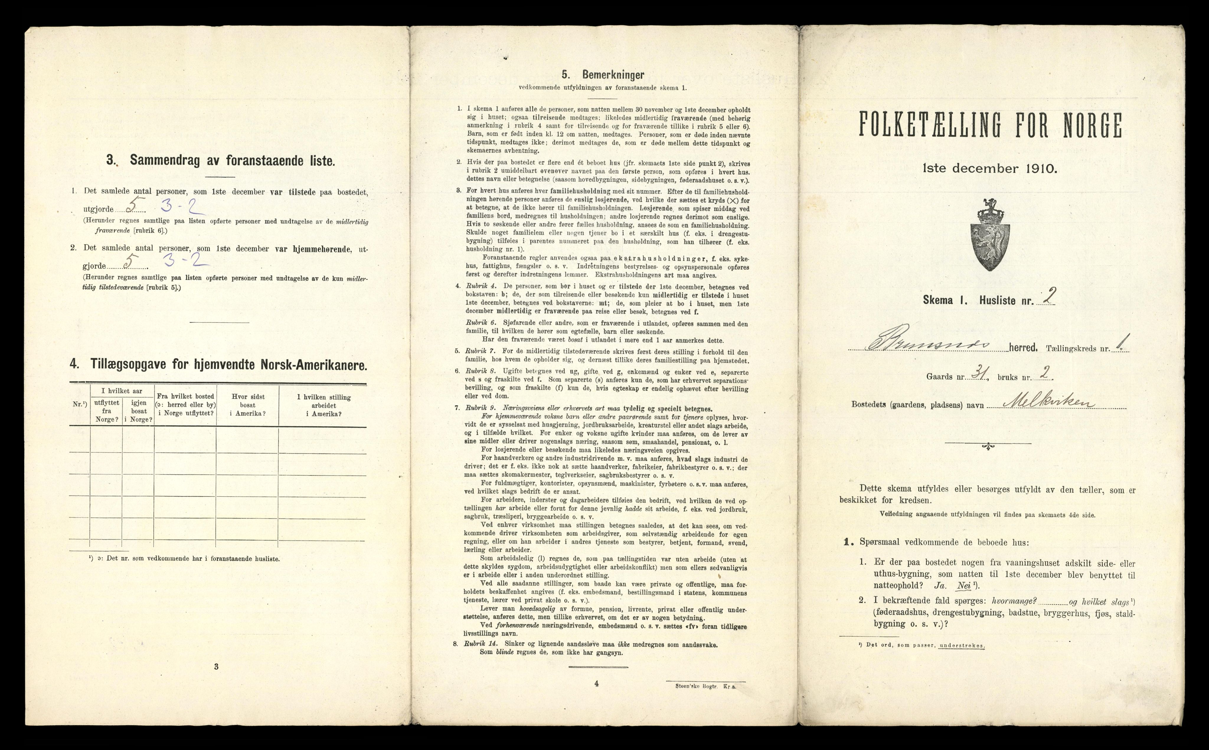 RA, 1910 census for Bremsnes, 1910, p. 36