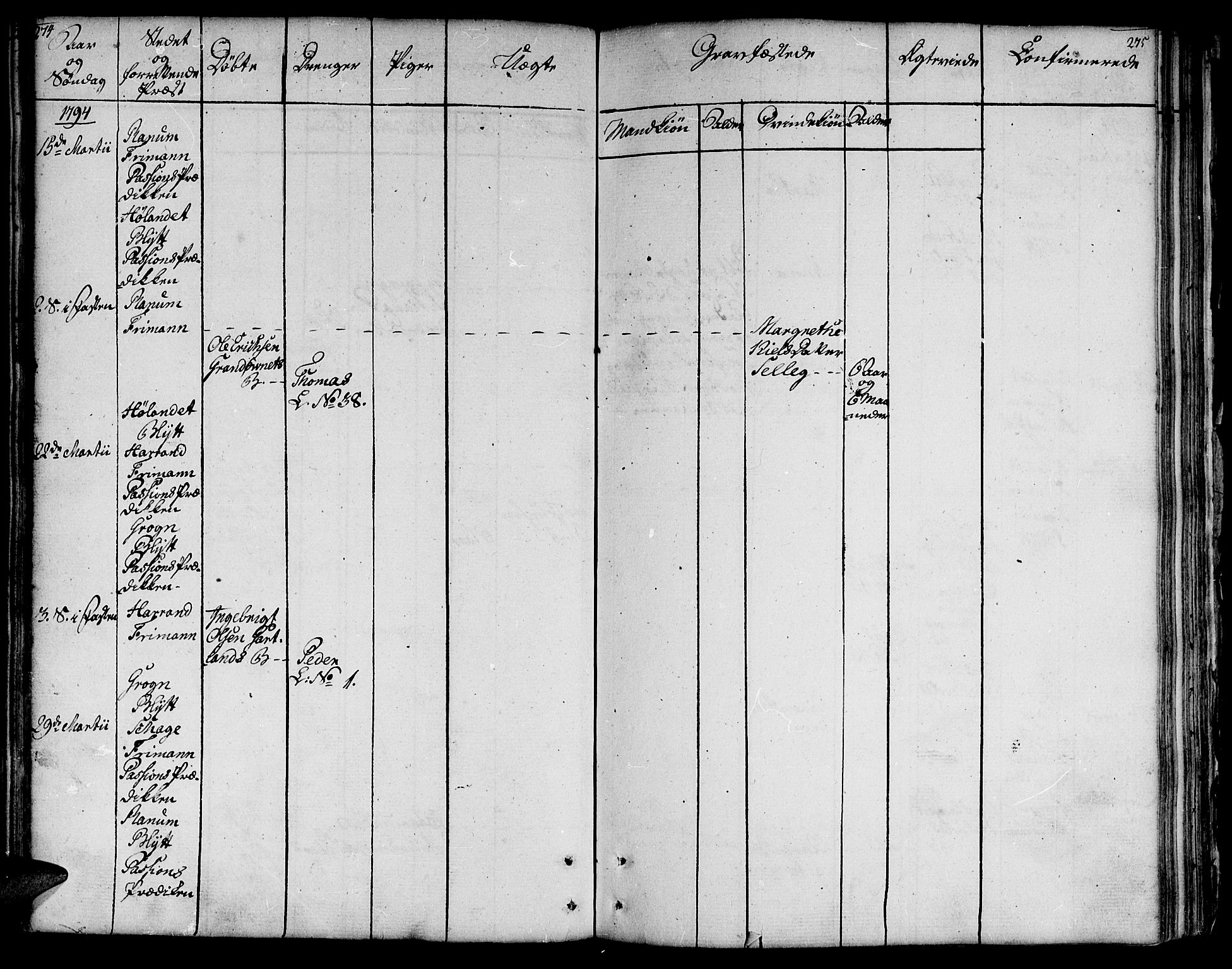 Ministerialprotokoller, klokkerbøker og fødselsregistre - Nord-Trøndelag, AV/SAT-A-1458/764/L0544: Parish register (official) no. 764A04, 1780-1798, p. 274-275