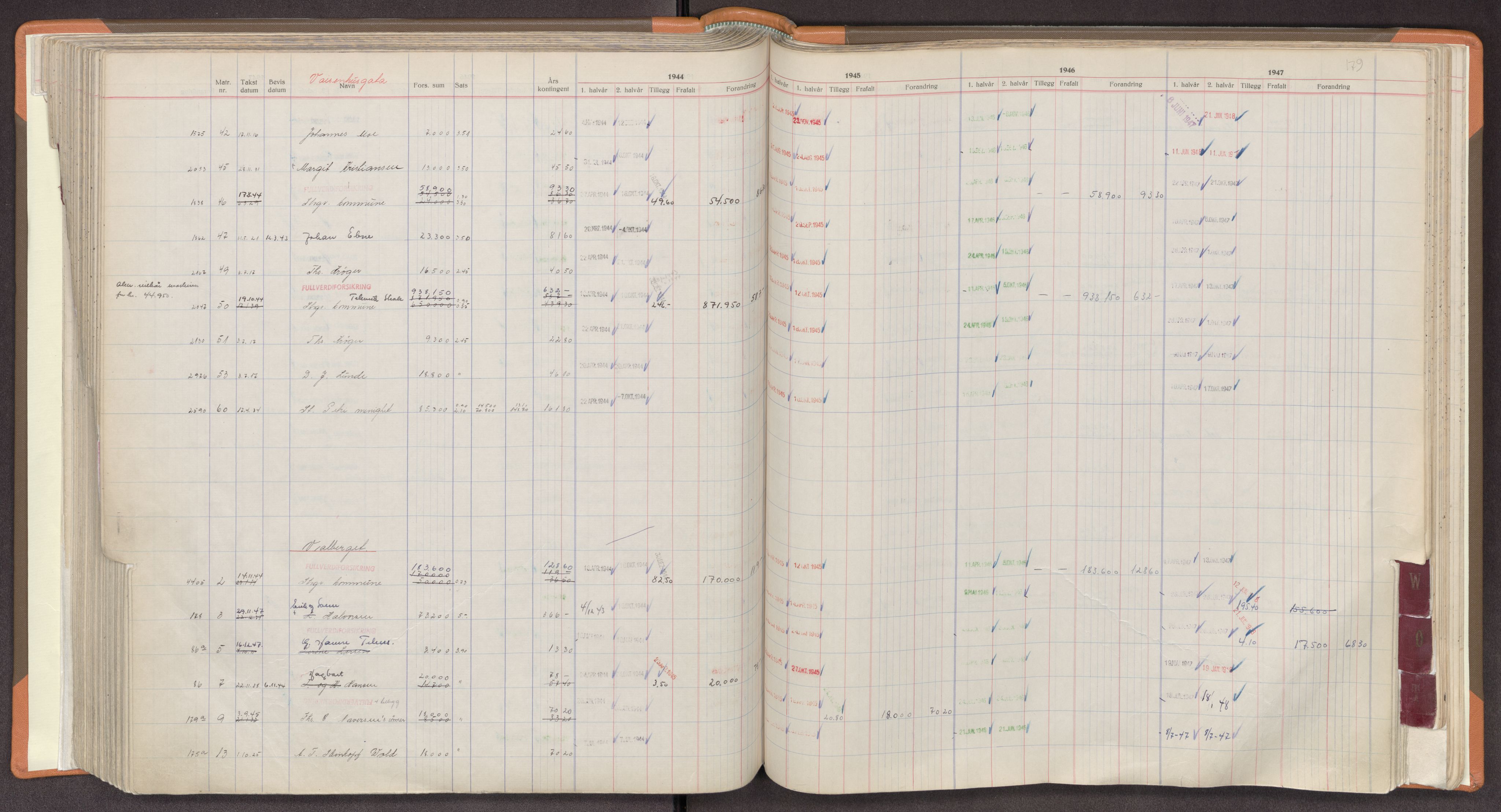 Norges Brannkasse Stavanger, SAST/A-102143/F/Fc/L0009: Brannkontingentprotokoll M-Ø, 1944-1947, p. 179