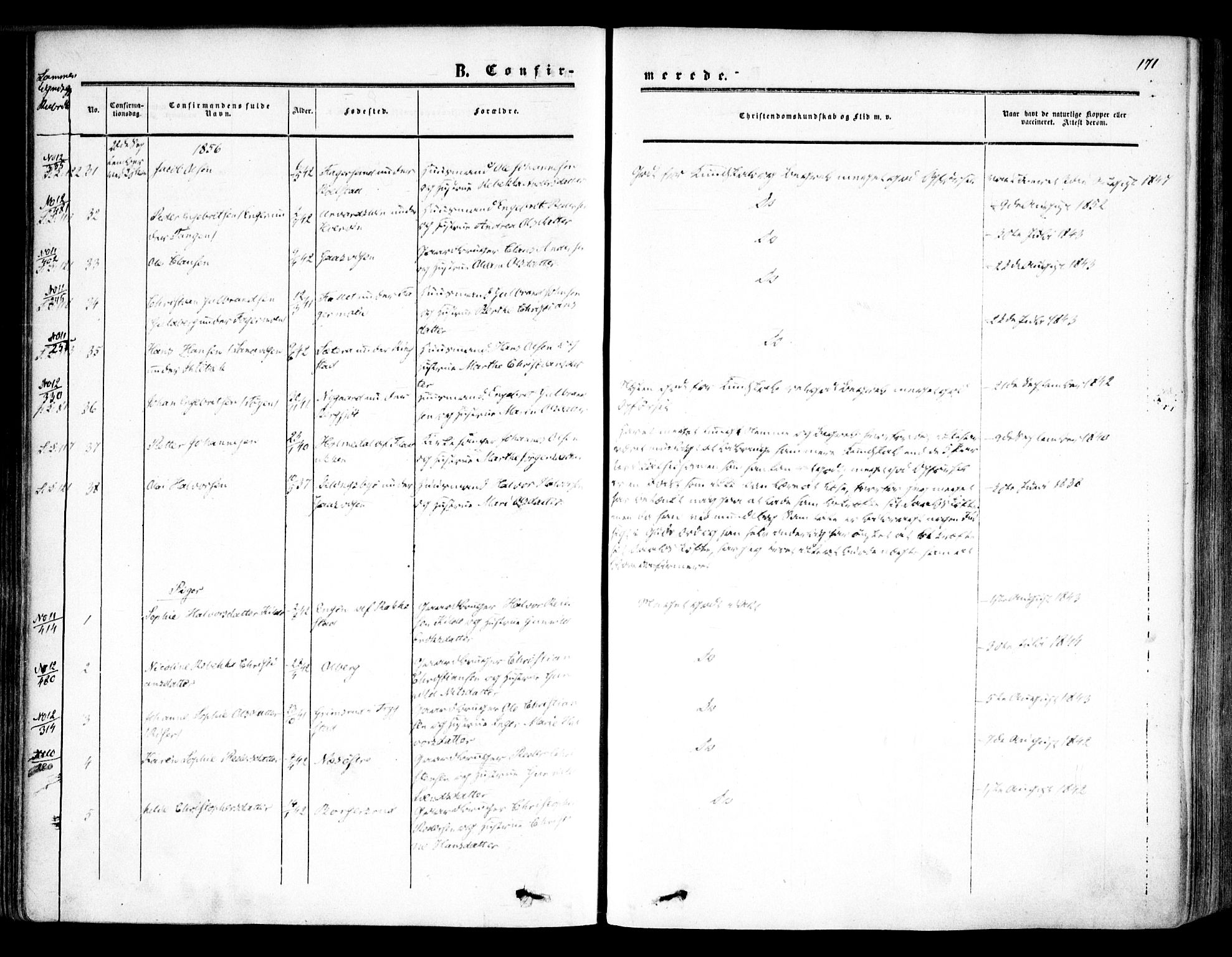 Høland prestekontor Kirkebøker, AV/SAO-A-10346a/F/Fa/L0010: Parish register (official) no. I 10, 1854-1861, p. 171