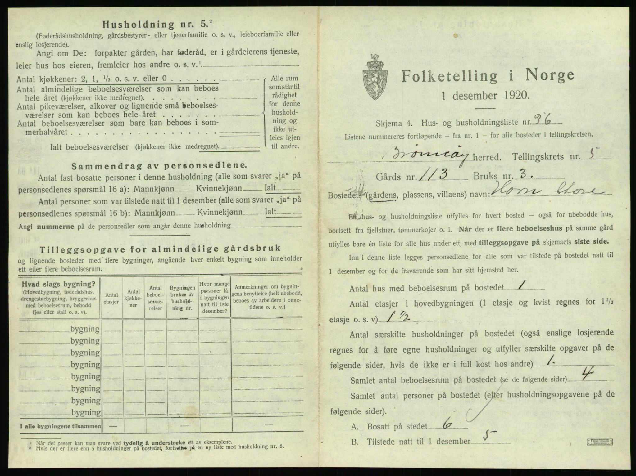 SAT, 1920 census for Brønnøy, 1920, p. 494