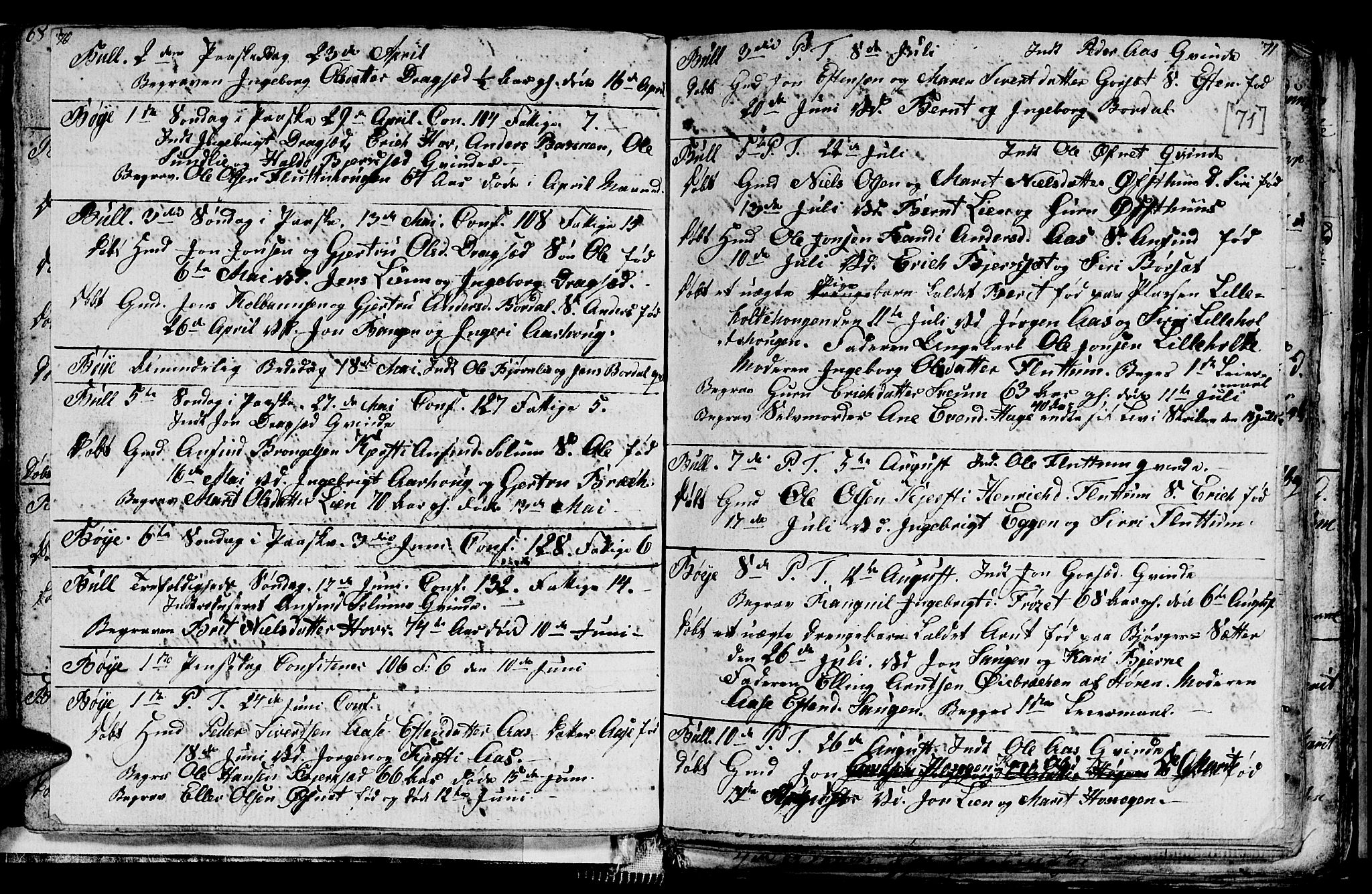 Ministerialprotokoller, klokkerbøker og fødselsregistre - Sør-Trøndelag, AV/SAT-A-1456/689/L1042: Parish register (copy) no. 689C01, 1812-1841, p. 70-71