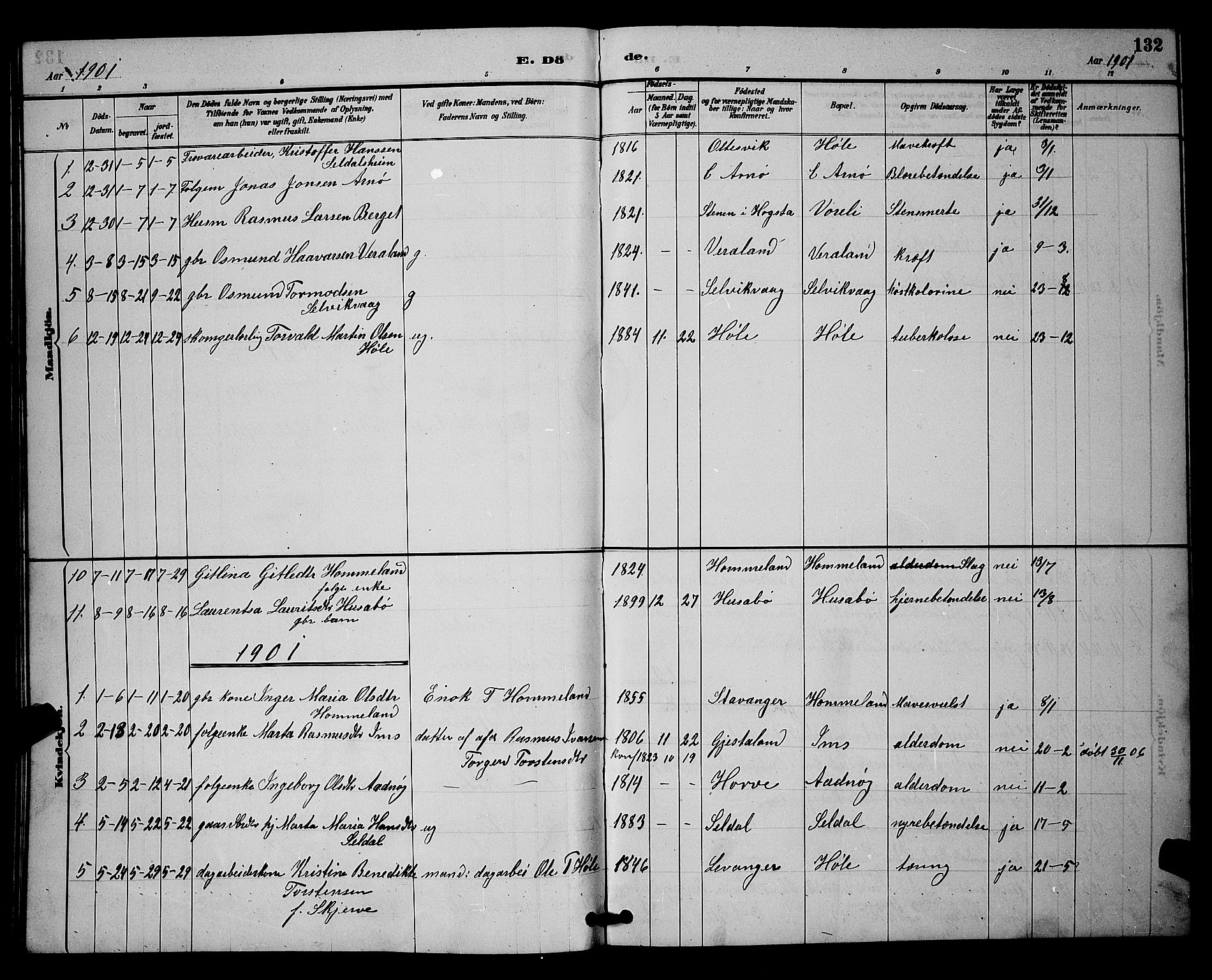 Høgsfjord sokneprestkontor, SAST/A-101624/H/Ha/Hab/L0003: Parish register (copy) no. B 3, 1886-1905, p. 132