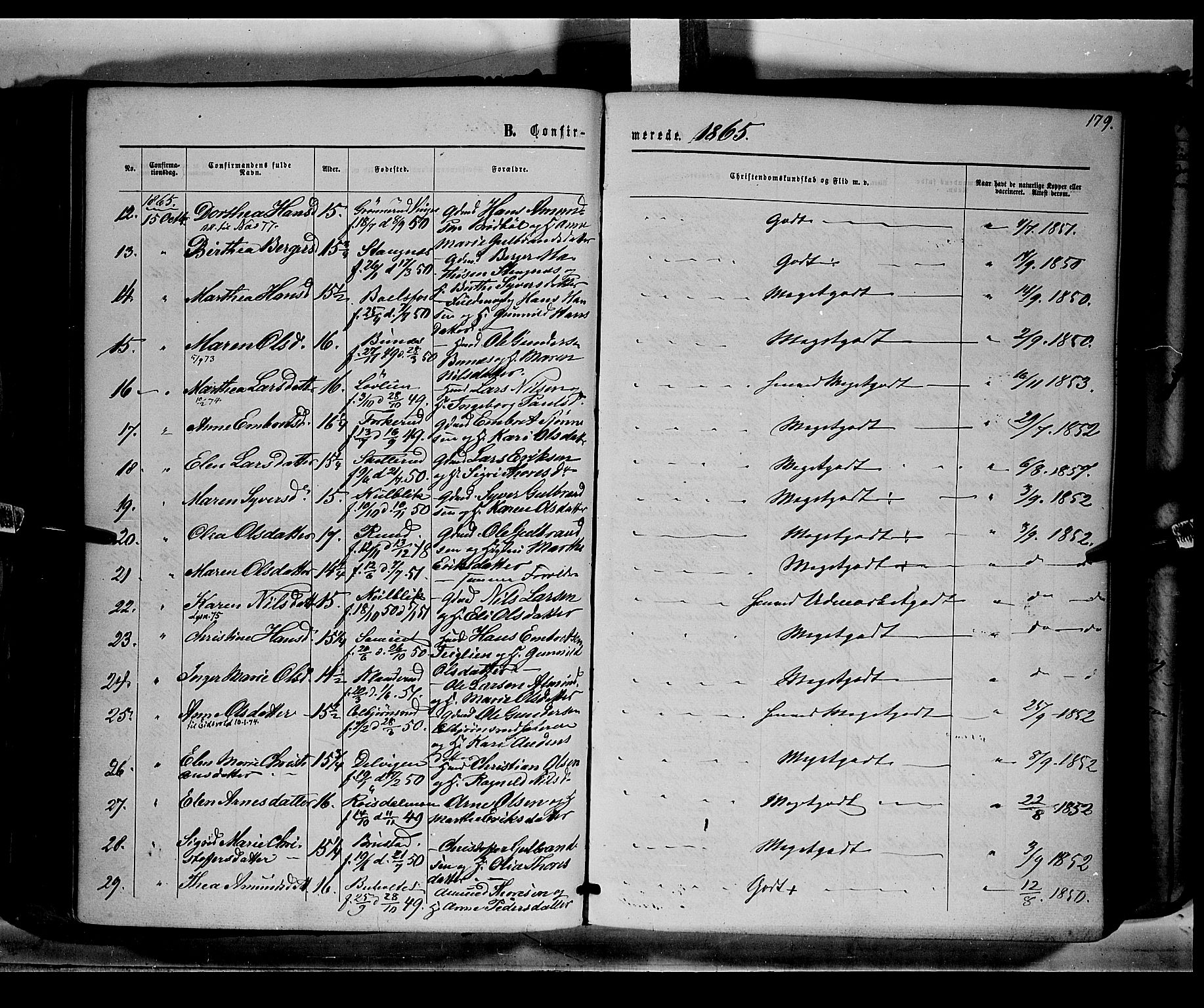 Eidskog prestekontor, AV/SAH-PREST-026/H/Ha/Haa/L0001: Parish register (official) no. 1, 1860-1867, p. 179