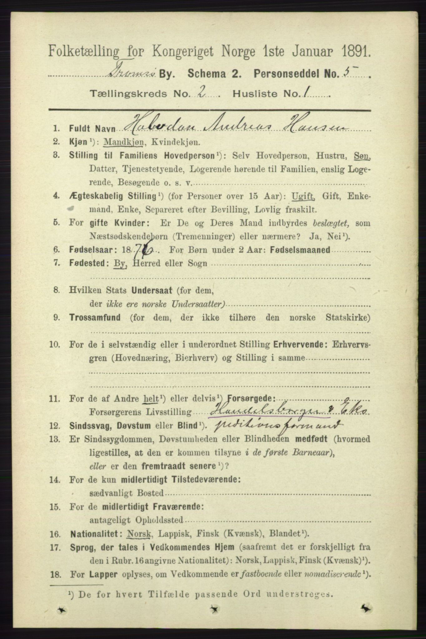 RA, 1891 census for 1902 Tromsø, 1891, p. 1824