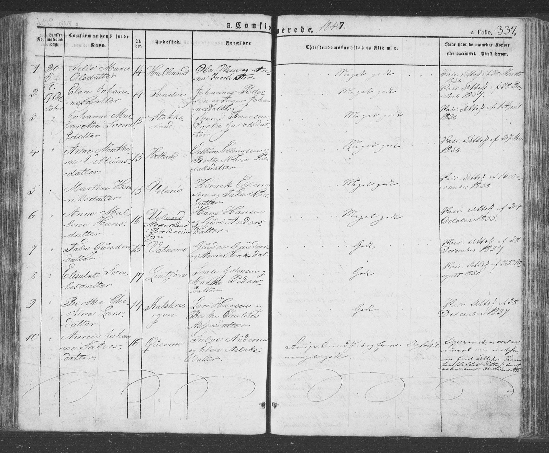 Eigersund sokneprestkontor, AV/SAST-A-101807/S08/L0009: Parish register (official) no. A 9, 1827-1850, p. 337