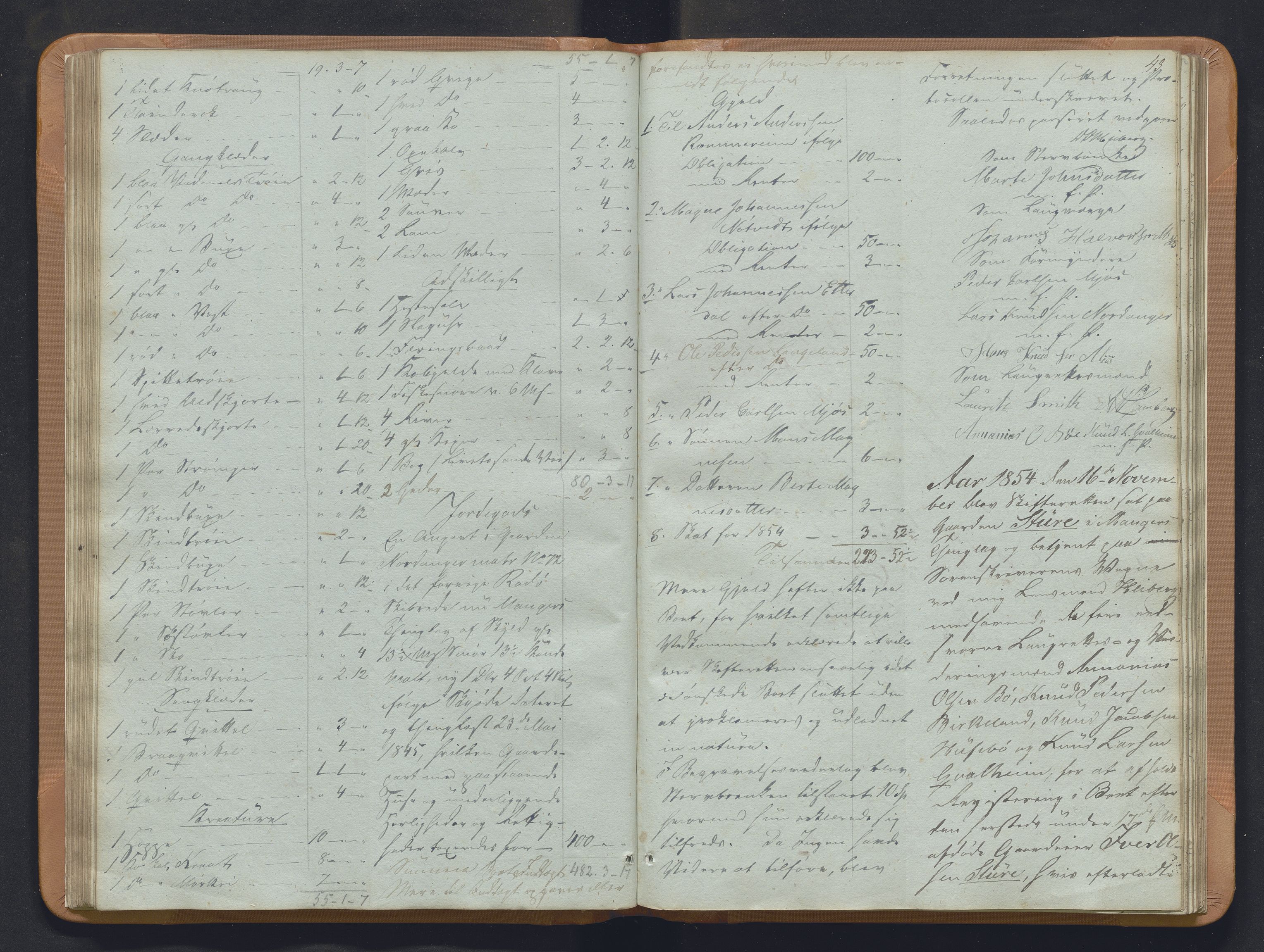Nordhordland sorenskrivar, SAB/A-2901/1/H/Hb/L0018: Registreringsprotokollar, 1853-1856, p. 43