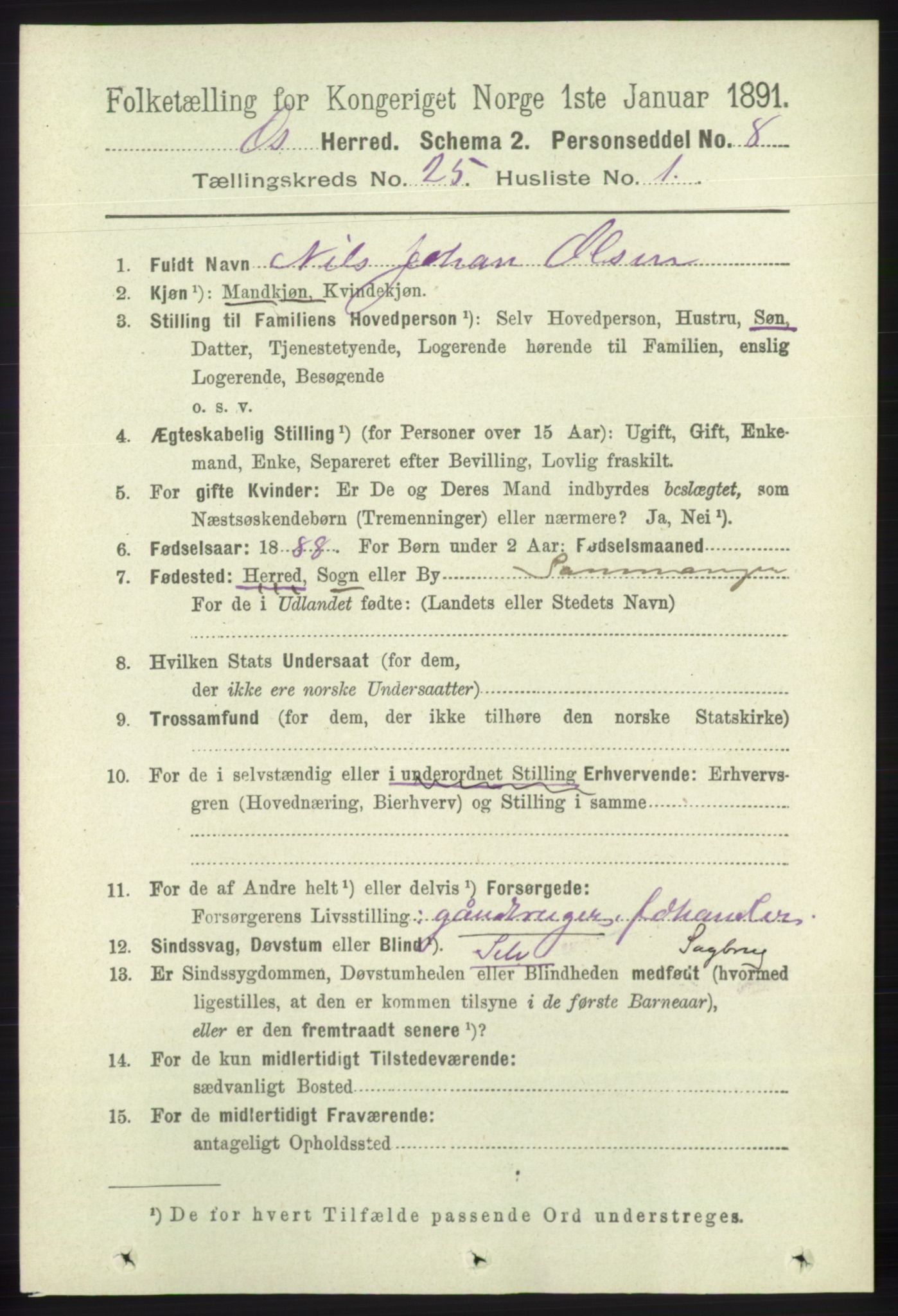 RA, 1891 census for 1243 Os, 1891, p. 5356