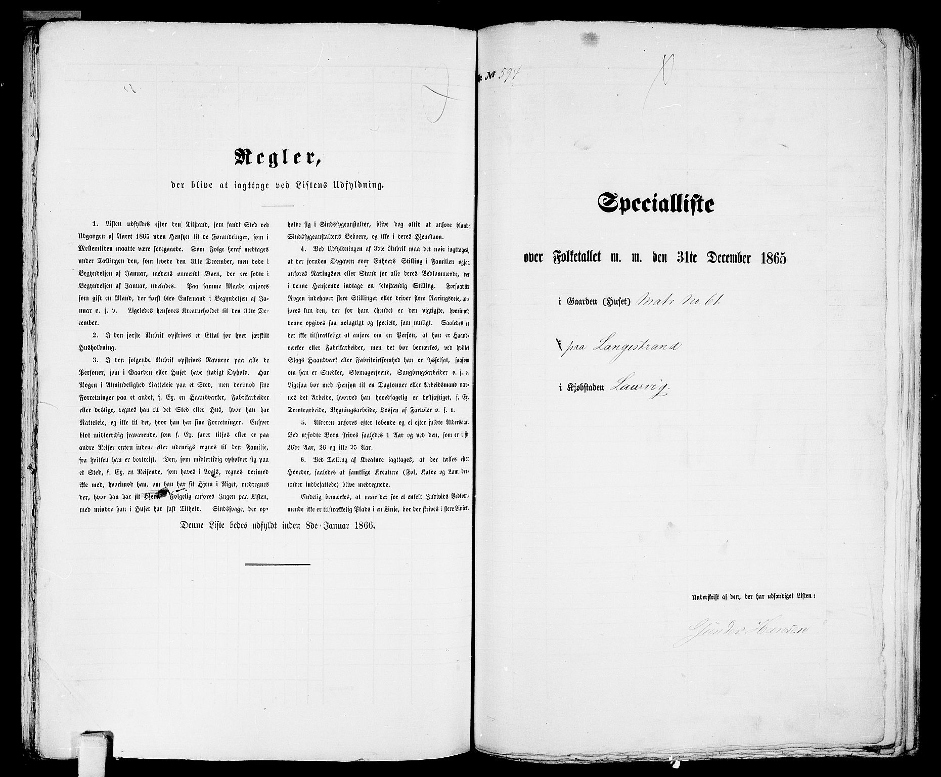 RA, 1865 census for Larvik, 1865, p. 1216