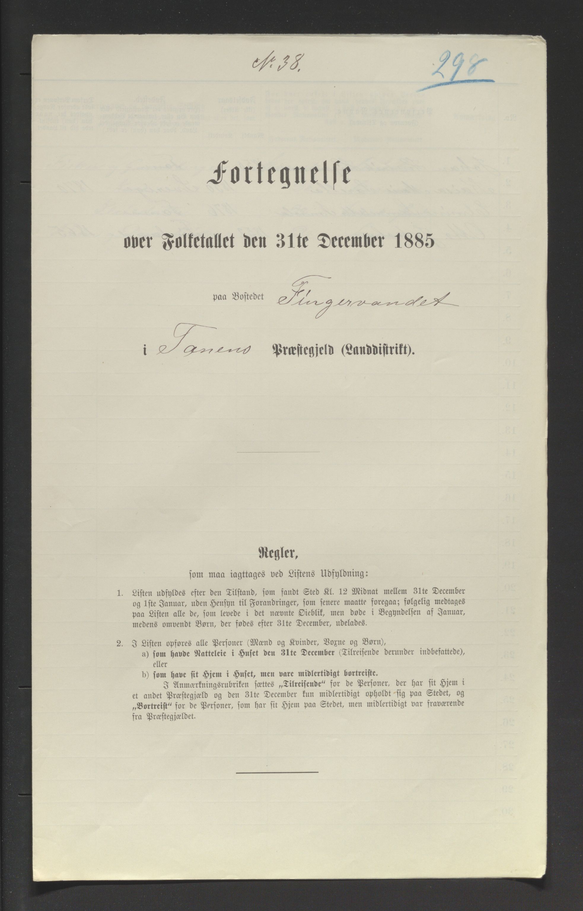 SATØ, 1885 census for 2025 Tana, 1885, p. 298a