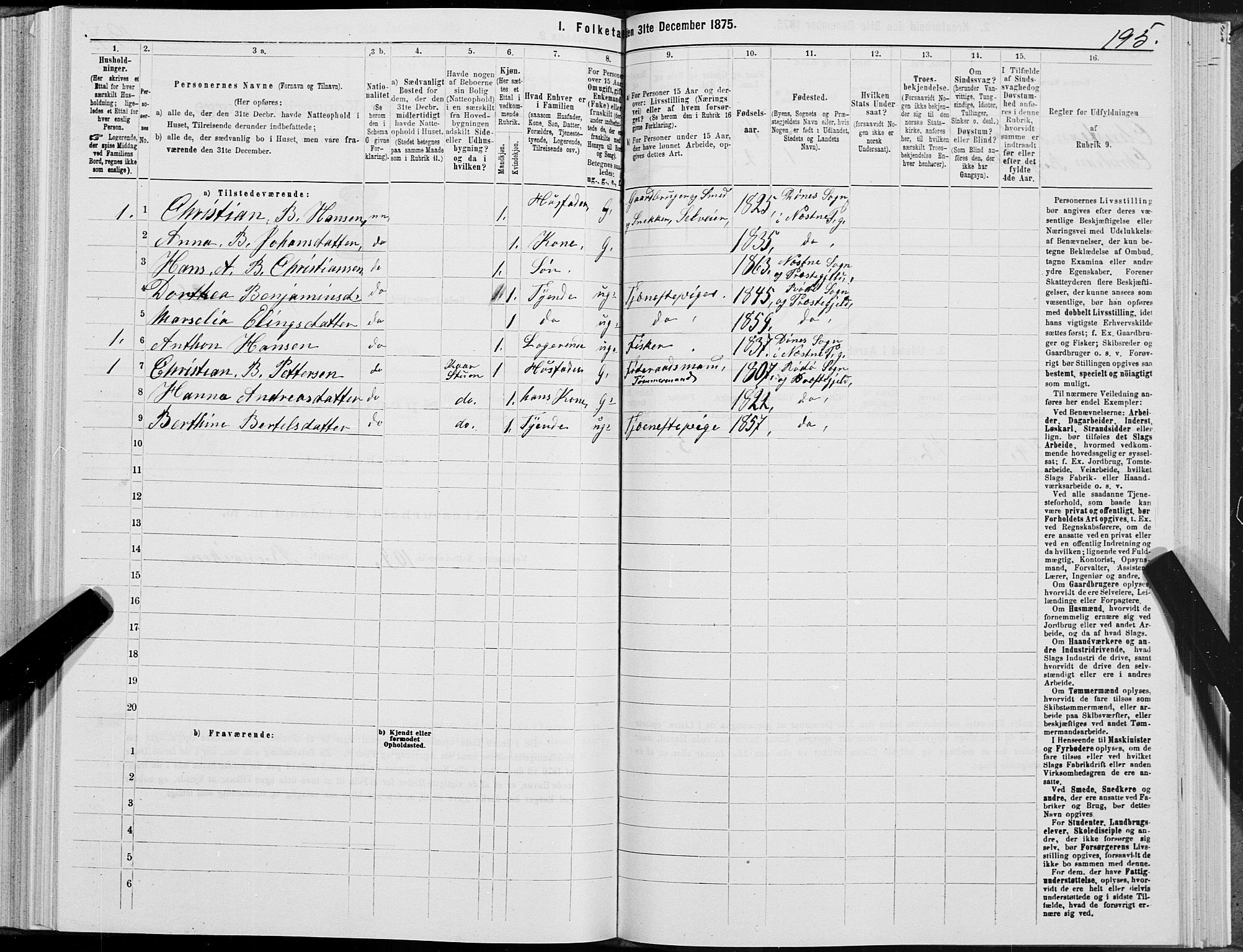 SAT, 1875 census for 1836P Rødøy, 1875, p. 2195