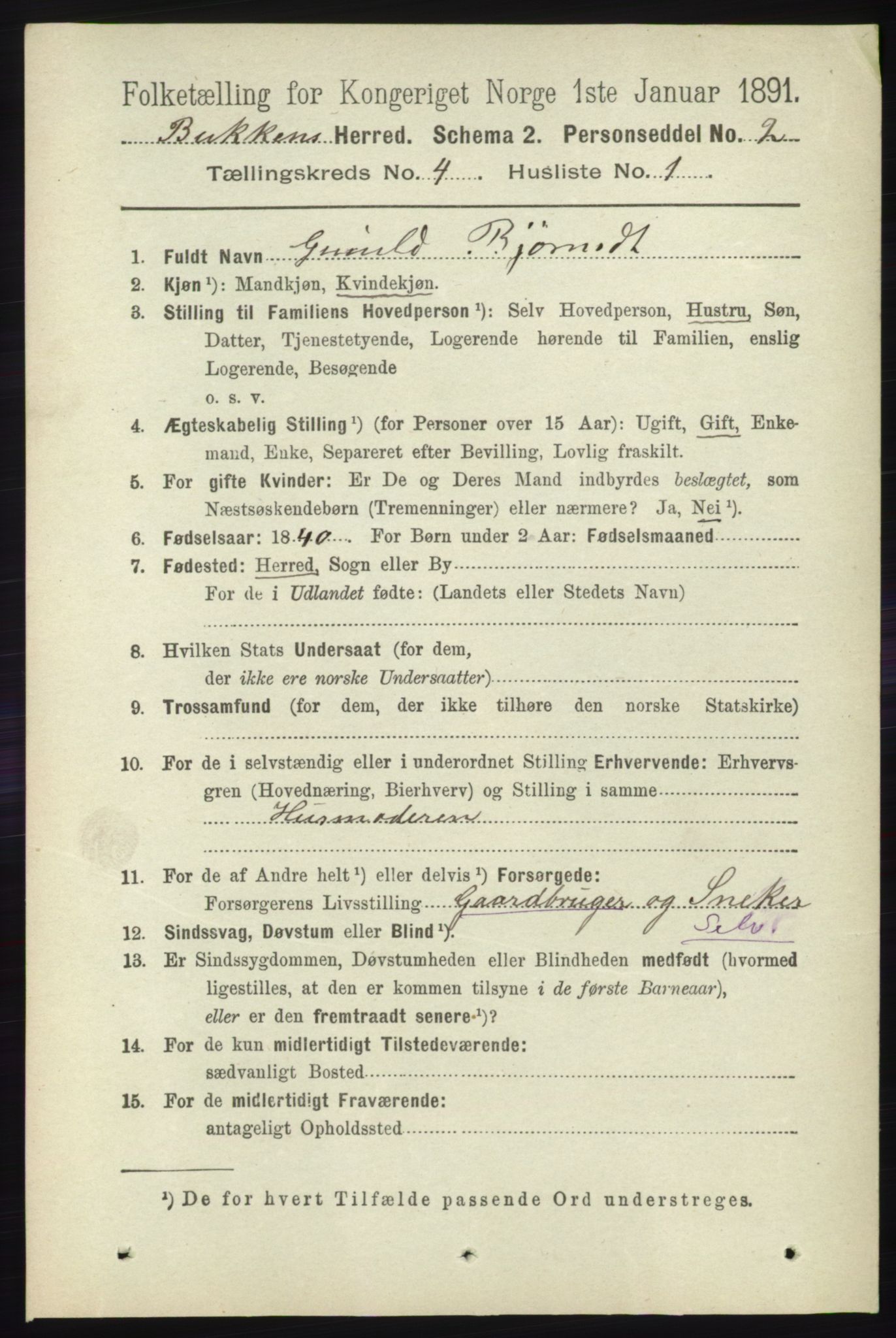 RA, 1891 census for 1145 Bokn, 1891, p. 867