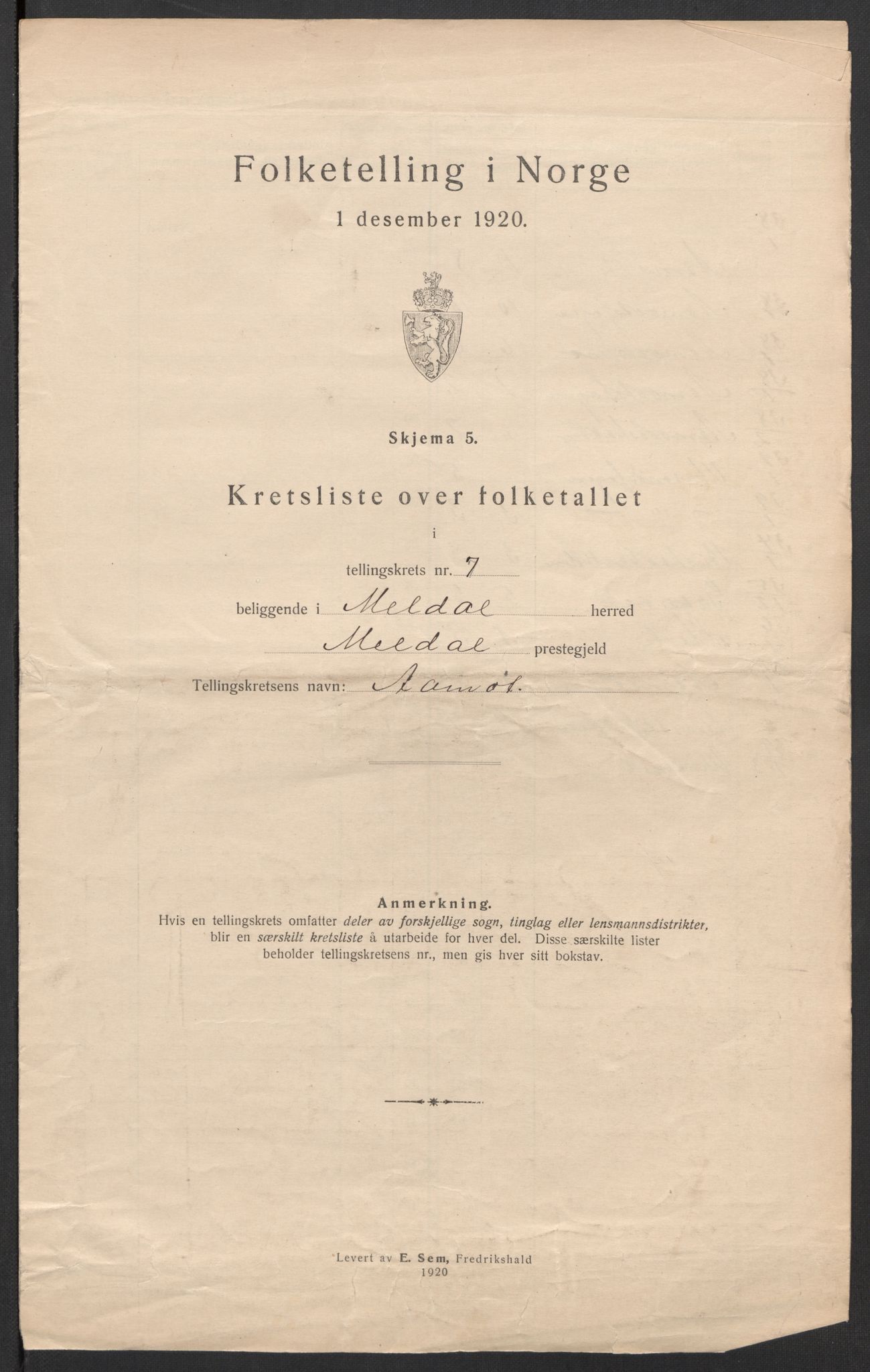 SAT, 1920 census for Meldal, 1920, p. 28