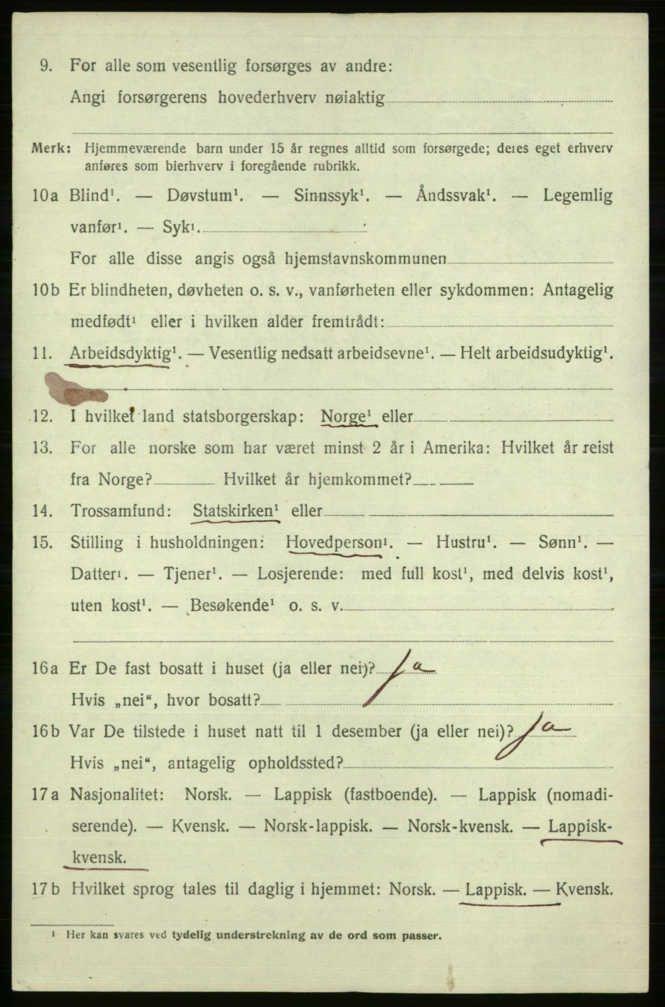 SATØ, 1920 census for Kistrand, 1920, p. 3613