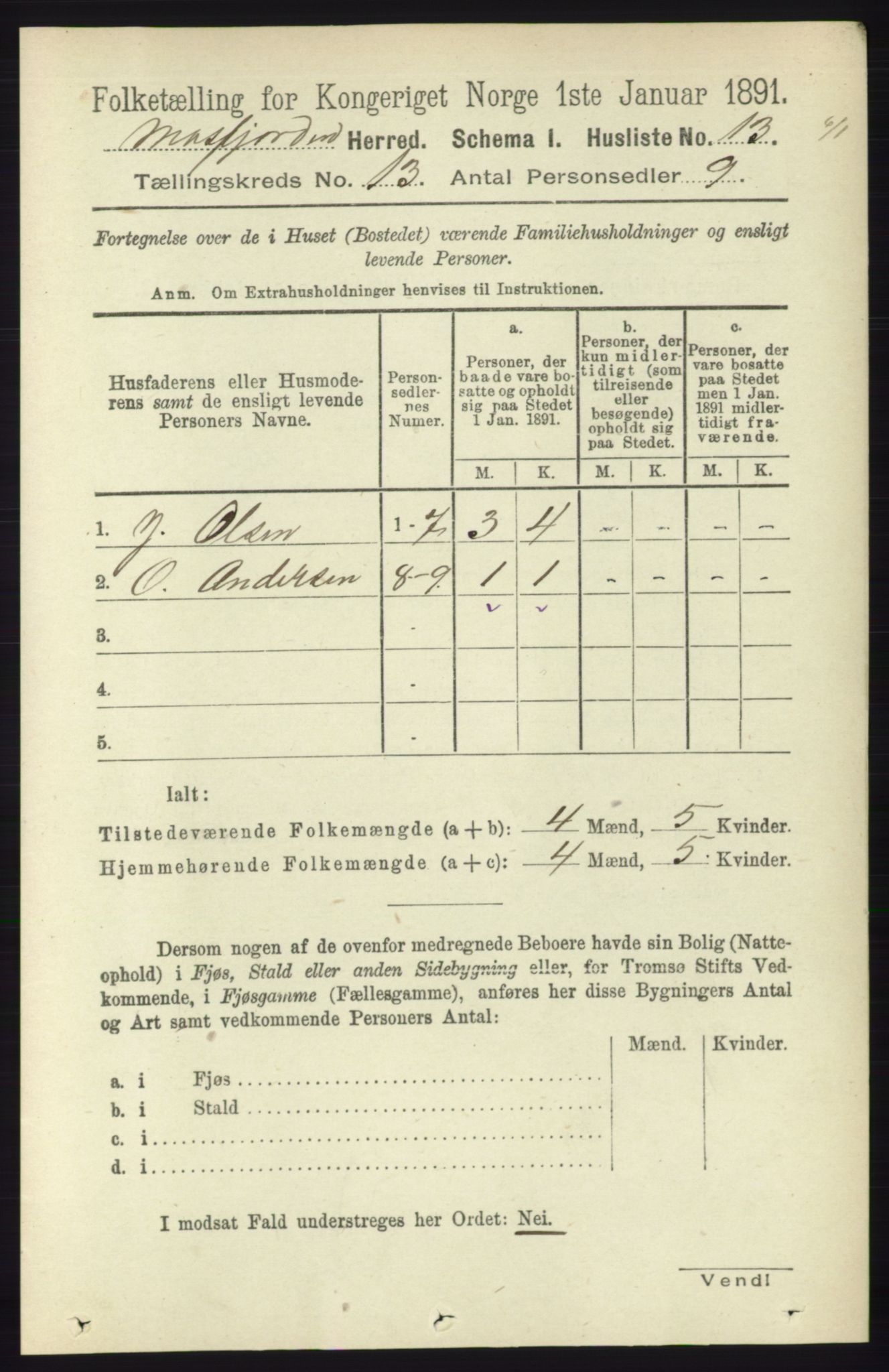 RA, 1891 census for 1266 Masfjorden, 1891, p. 2615