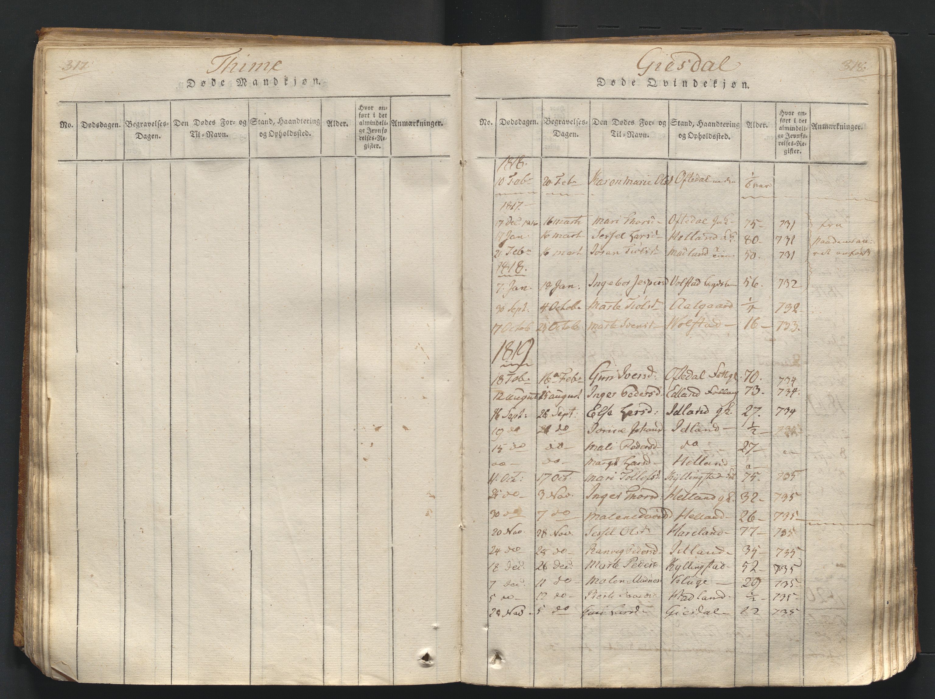 Lye sokneprestkontor, SAST/A-101794/001/30/30BA/L0003: Parish register (official) no. A 3 /2, 1816-1826, p. 317-318