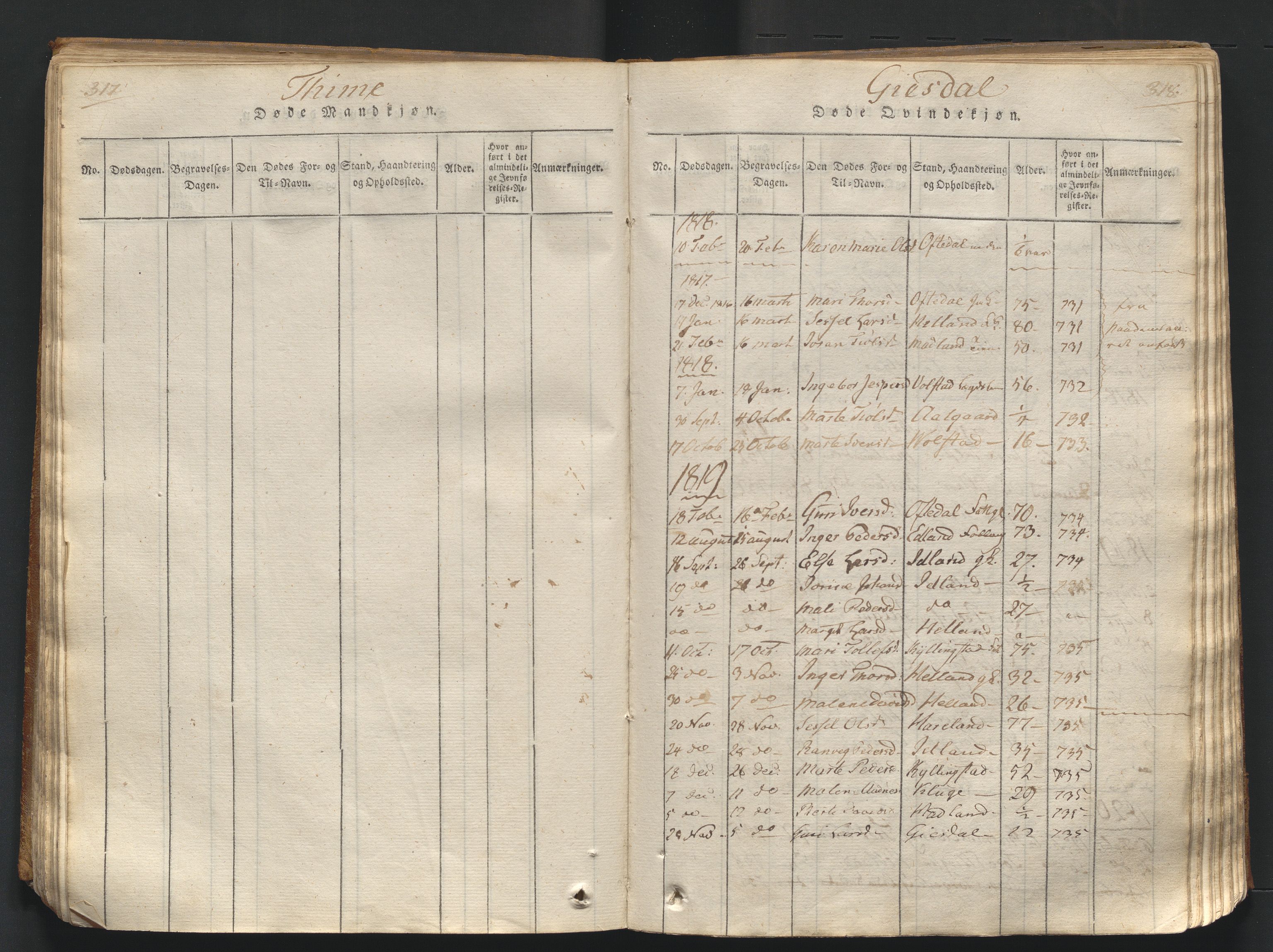 Lye sokneprestkontor, AV/SAST-A-101794/001/30/30BA/L0003: Parish register (official) no. A 3 /2, 1816-1826, p. 317-318