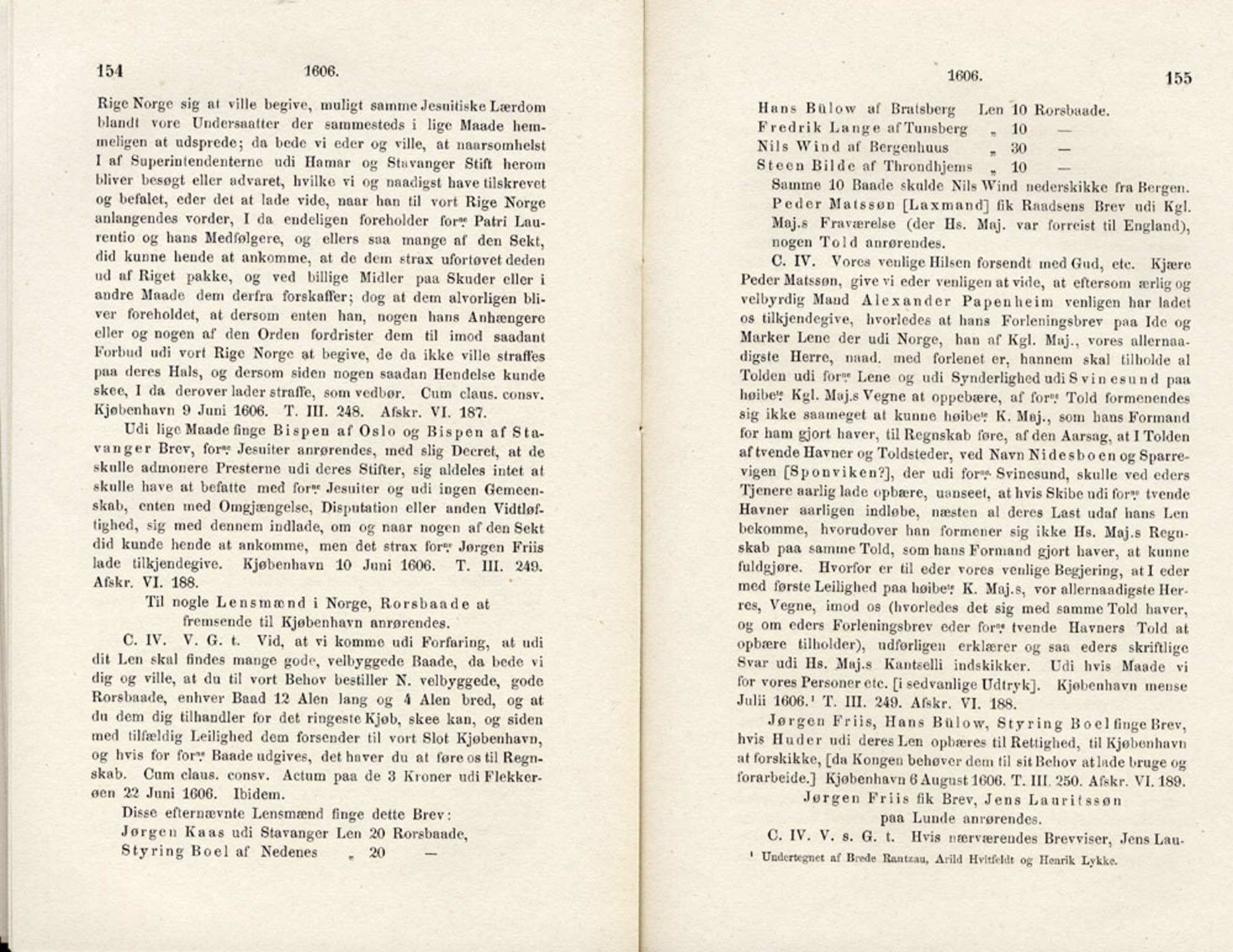 Publikasjoner utgitt av Det Norske Historiske Kildeskriftfond, PUBL/-/-/-: Norske Rigs-Registranter, bind 4, 1603-1618, p. 154-155