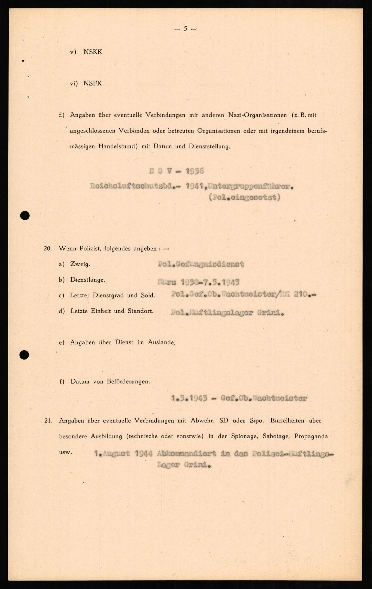 Forsvaret, Forsvarets overkommando II, RA/RAFA-3915/D/Db/L0011: CI Questionaires. Tyske okkupasjonsstyrker i Norge. Tyskere., 1945-1946, p. 382