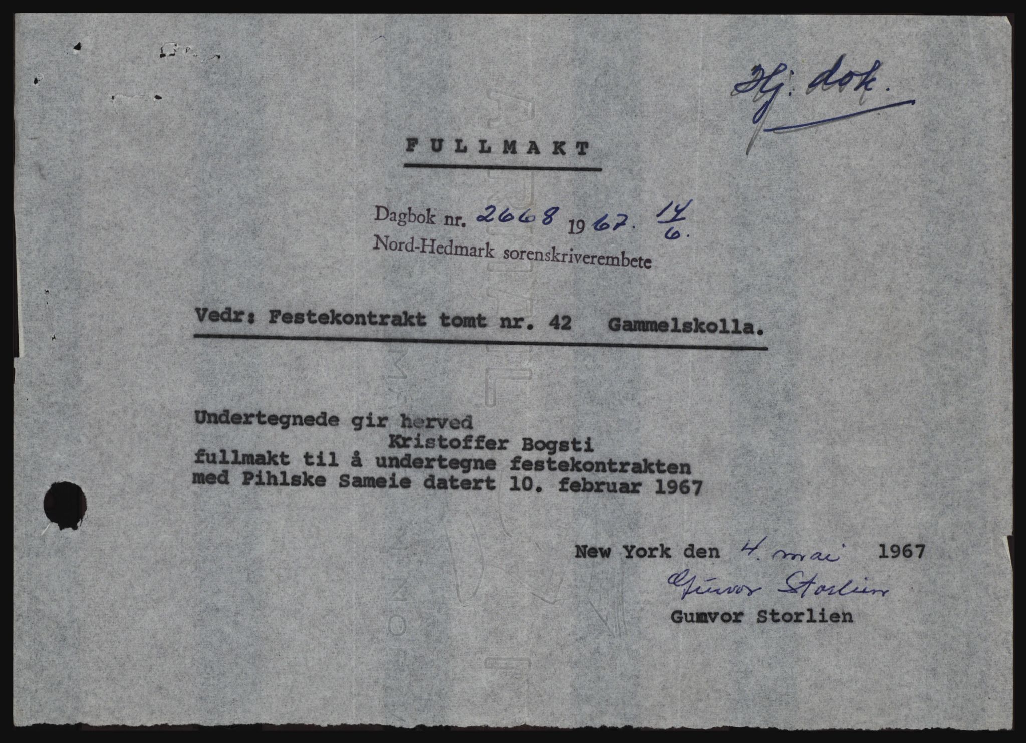 Nord-Hedmark sorenskriveri, SAH/TING-012/H/Hc/L0026: Mortgage book no. 26, 1967-1967, Diary no: : 2668/1967