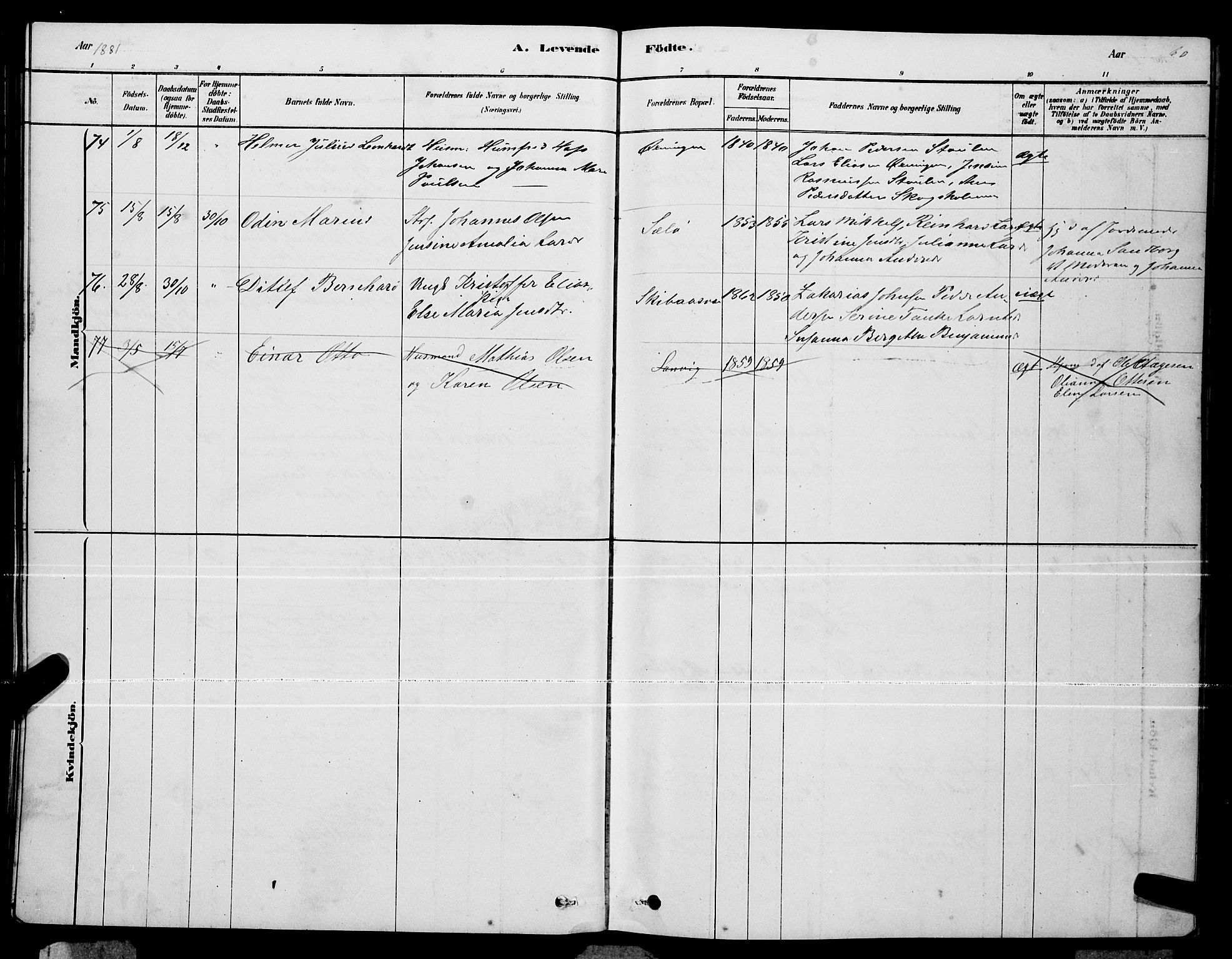 Ministerialprotokoller, klokkerbøker og fødselsregistre - Nordland, AV/SAT-A-1459/834/L0513: Parish register (copy) no. 834C04, 1877-1892, p. 60