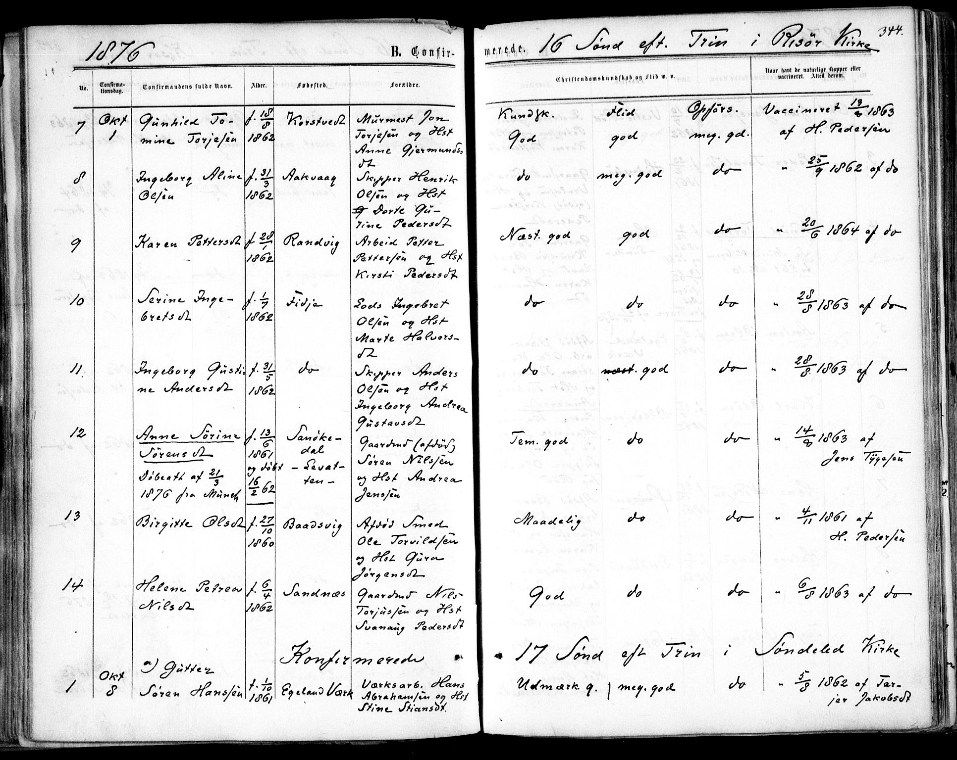 Søndeled sokneprestkontor, AV/SAK-1111-0038/F/Fa/L0003: Parish register (official) no. A 3, 1861-1879, p. 344