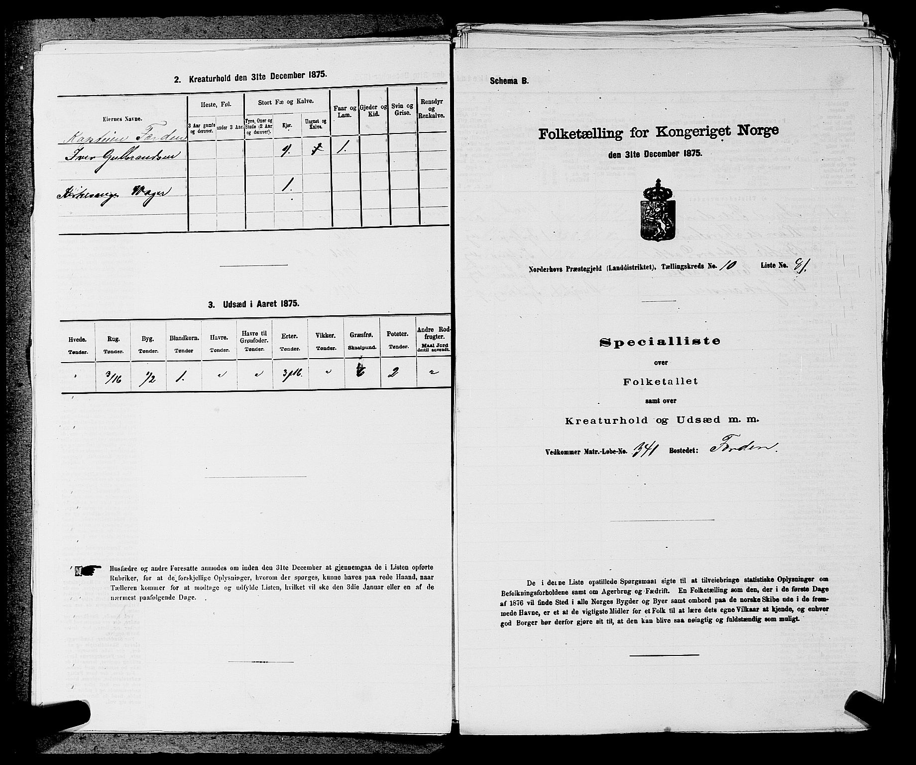 SAKO, 1875 census for 0613L Norderhov/Norderhov, Haug og Lunder, 1875, p. 1871