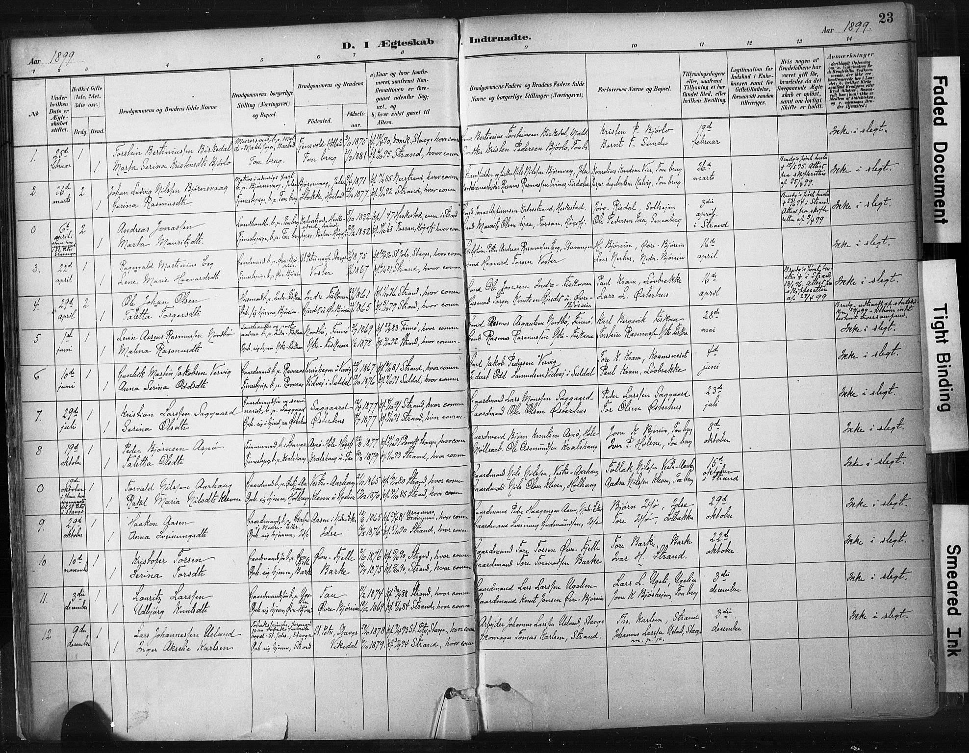 Strand sokneprestkontor, SAST/A-101828/H/Ha/Haa/L0010: Parish register (official) no. A 10, 1882-1929, p. 23