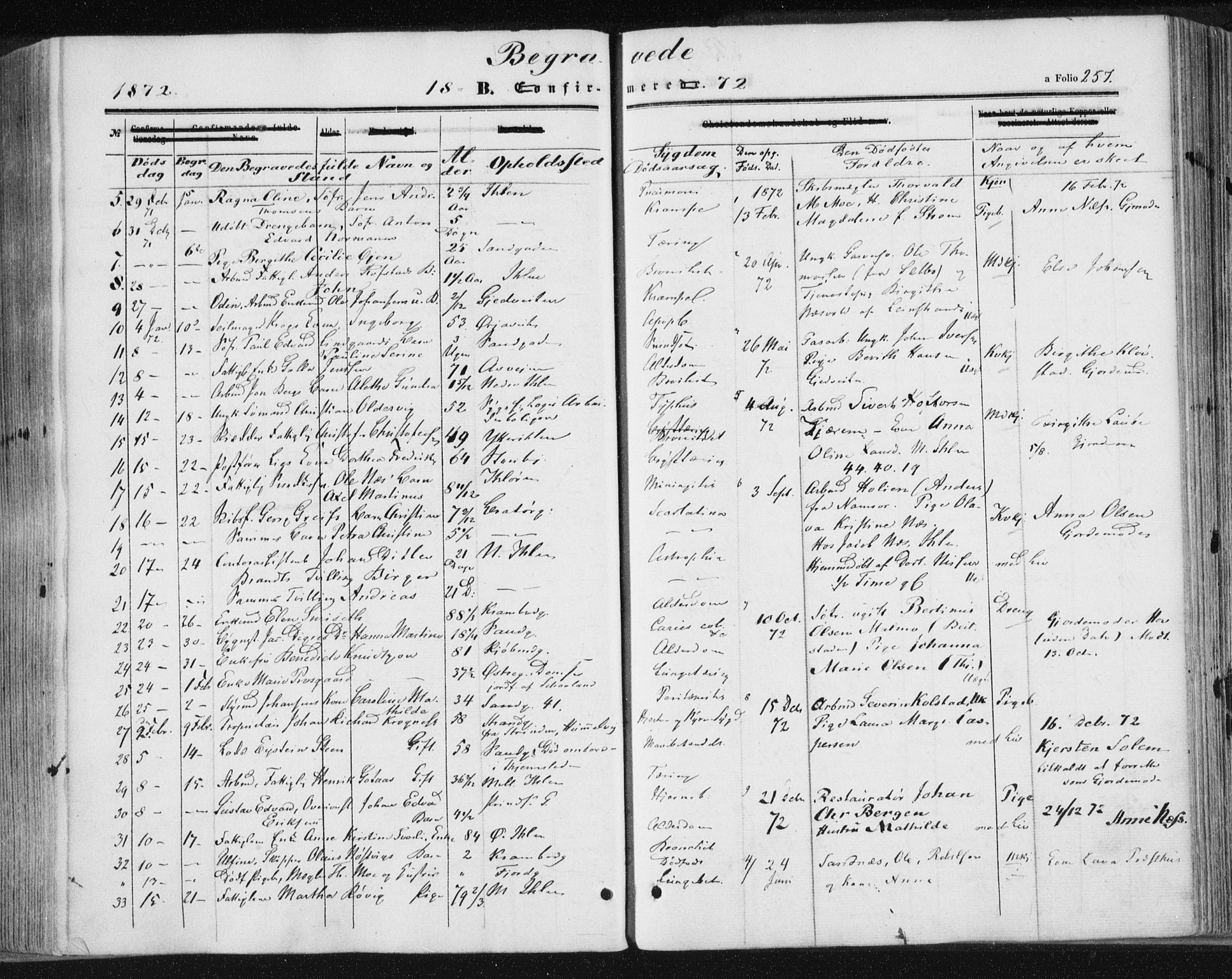 Ministerialprotokoller, klokkerbøker og fødselsregistre - Sør-Trøndelag, SAT/A-1456/602/L0115: Parish register (official) no. 602A13, 1860-1872, p. 257