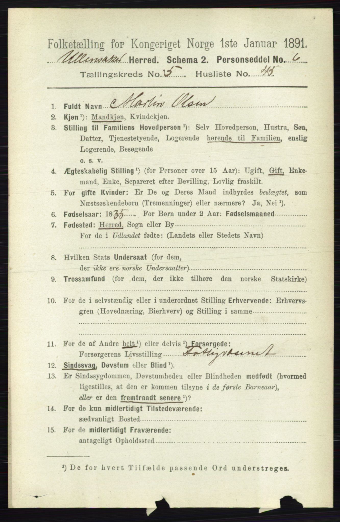 RA, 1891 census for 0235 Ullensaker, 1891, p. 2338