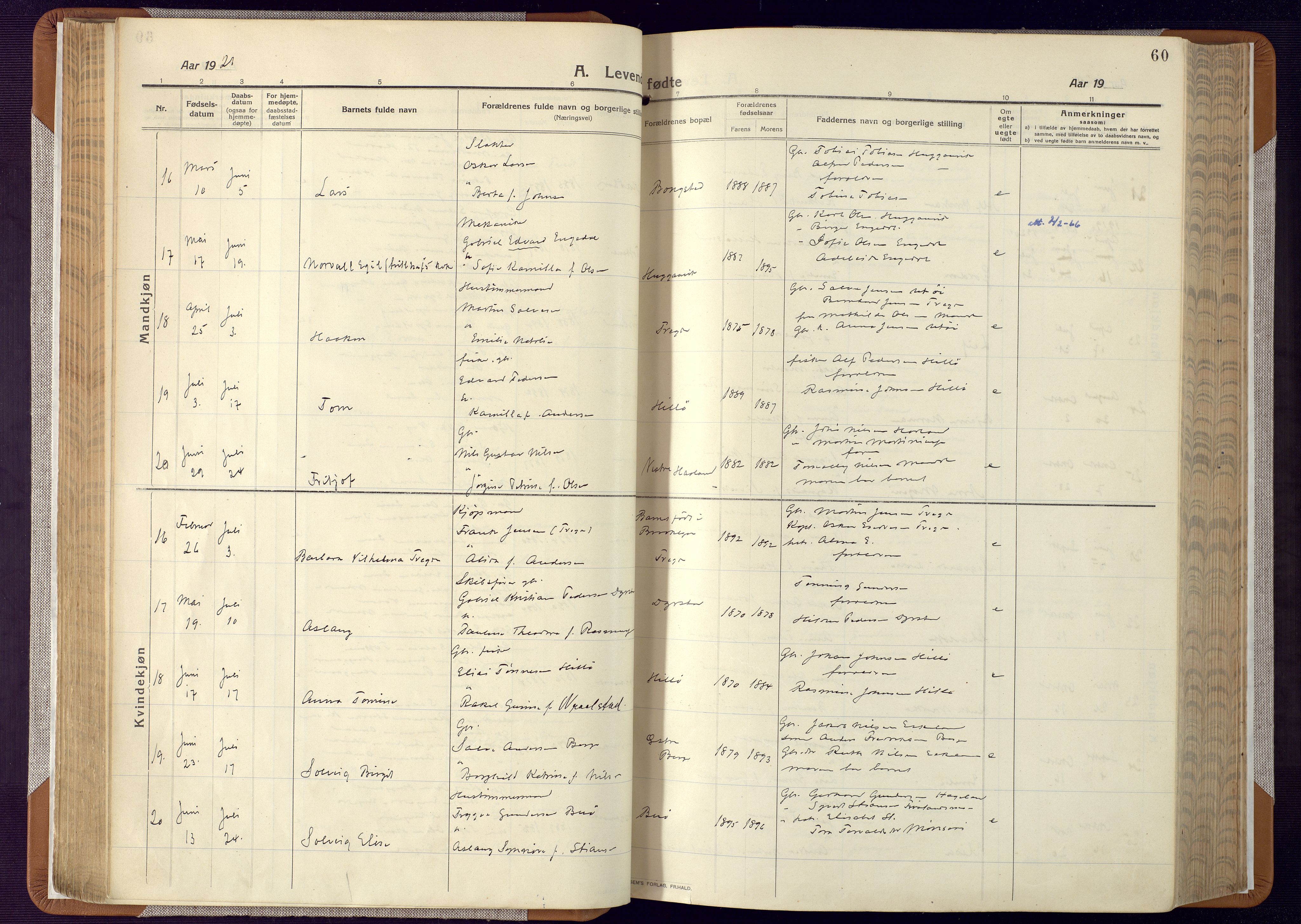 Mandal sokneprestkontor, AV/SAK-1111-0030/F/Fa/Faa/L0022: Parish register (official) no. A 22, 1913-1925, p. 60