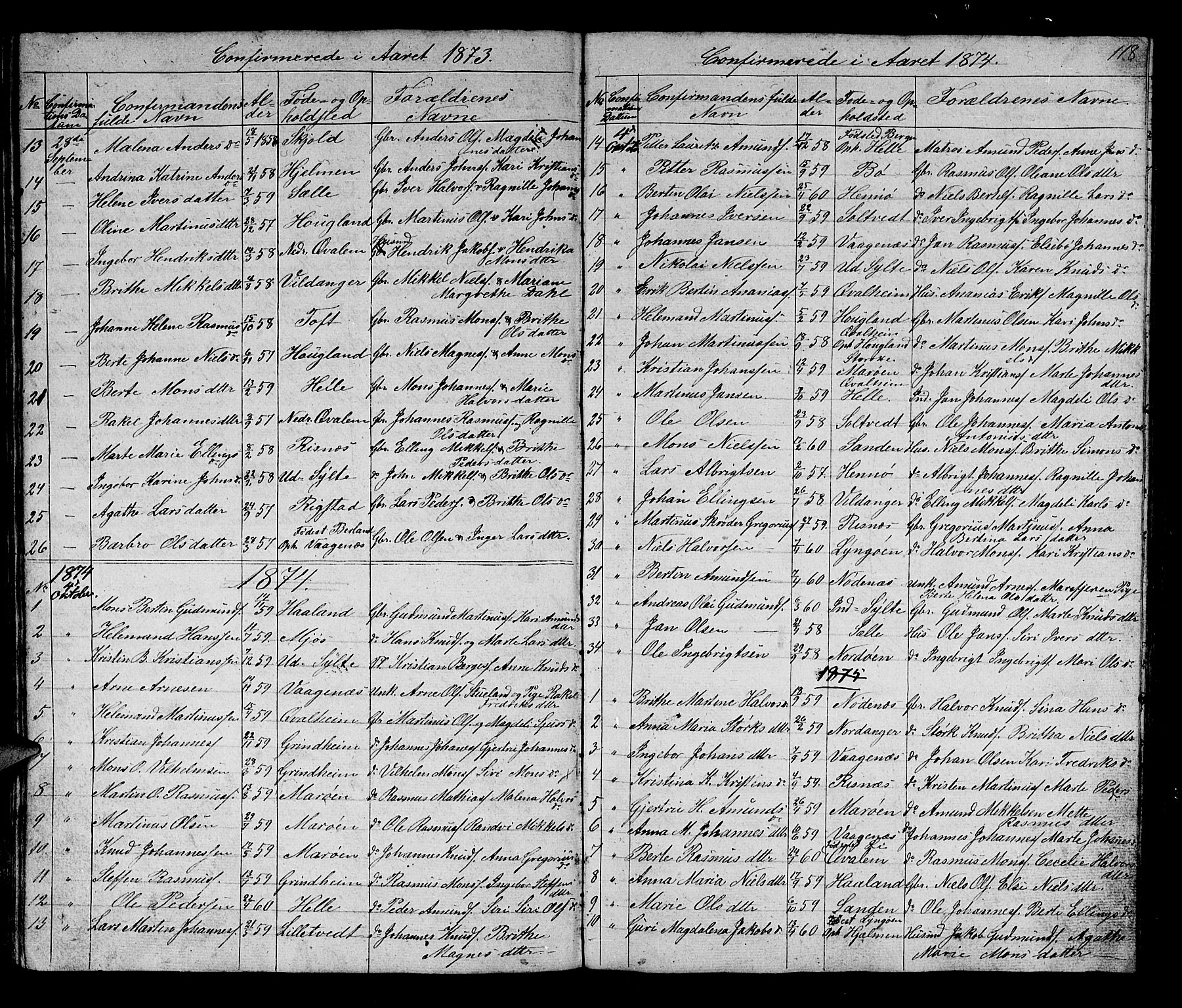 Manger sokneprestembete, SAB/A-76801/H/Hab: Parish register (copy) no. B 1, 1856-1881, p. 119