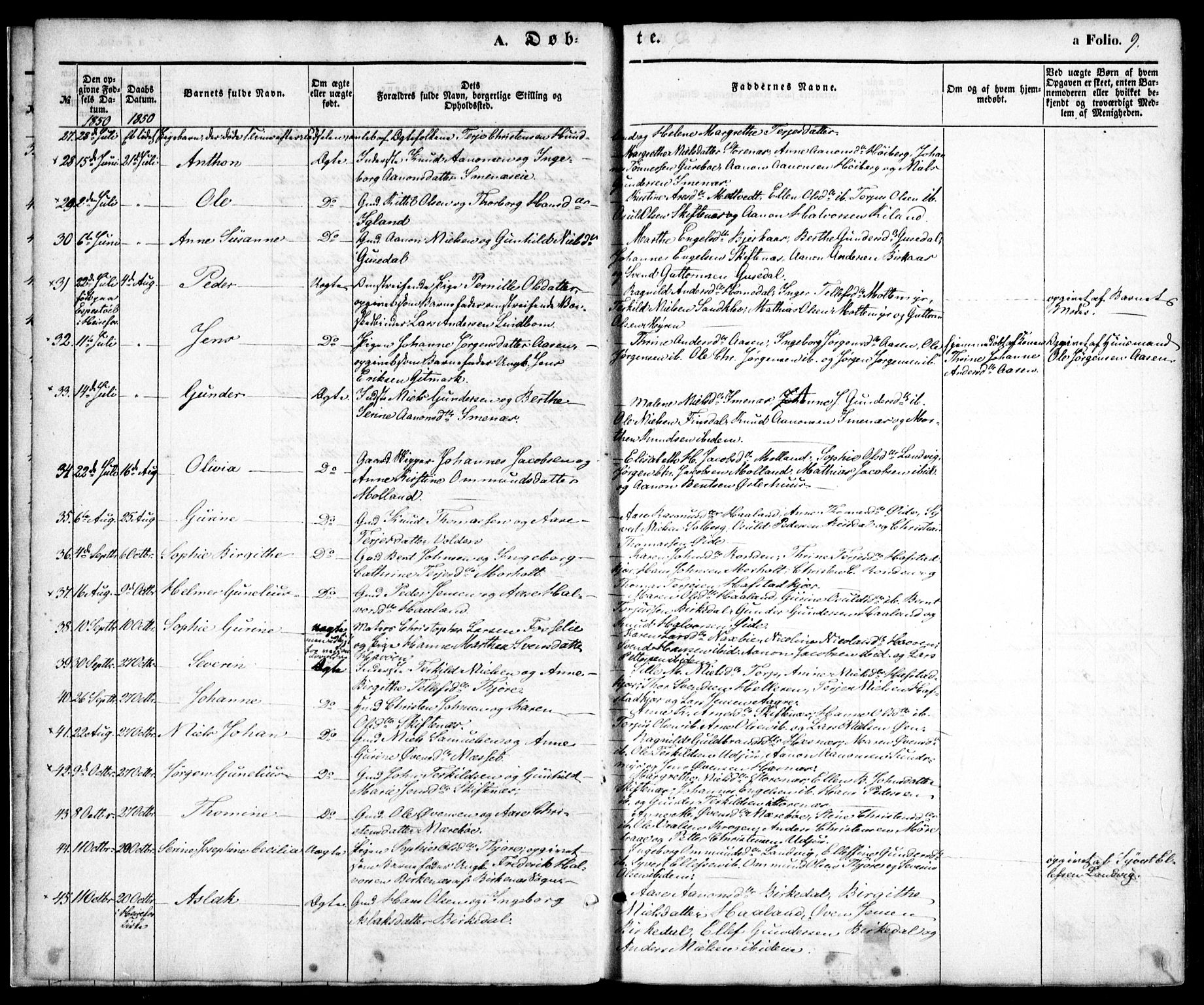 Hommedal sokneprestkontor, AV/SAK-1111-0023/F/Fa/Fab/L0004: Parish register (official) no. A 4, 1848-1860, p. 9