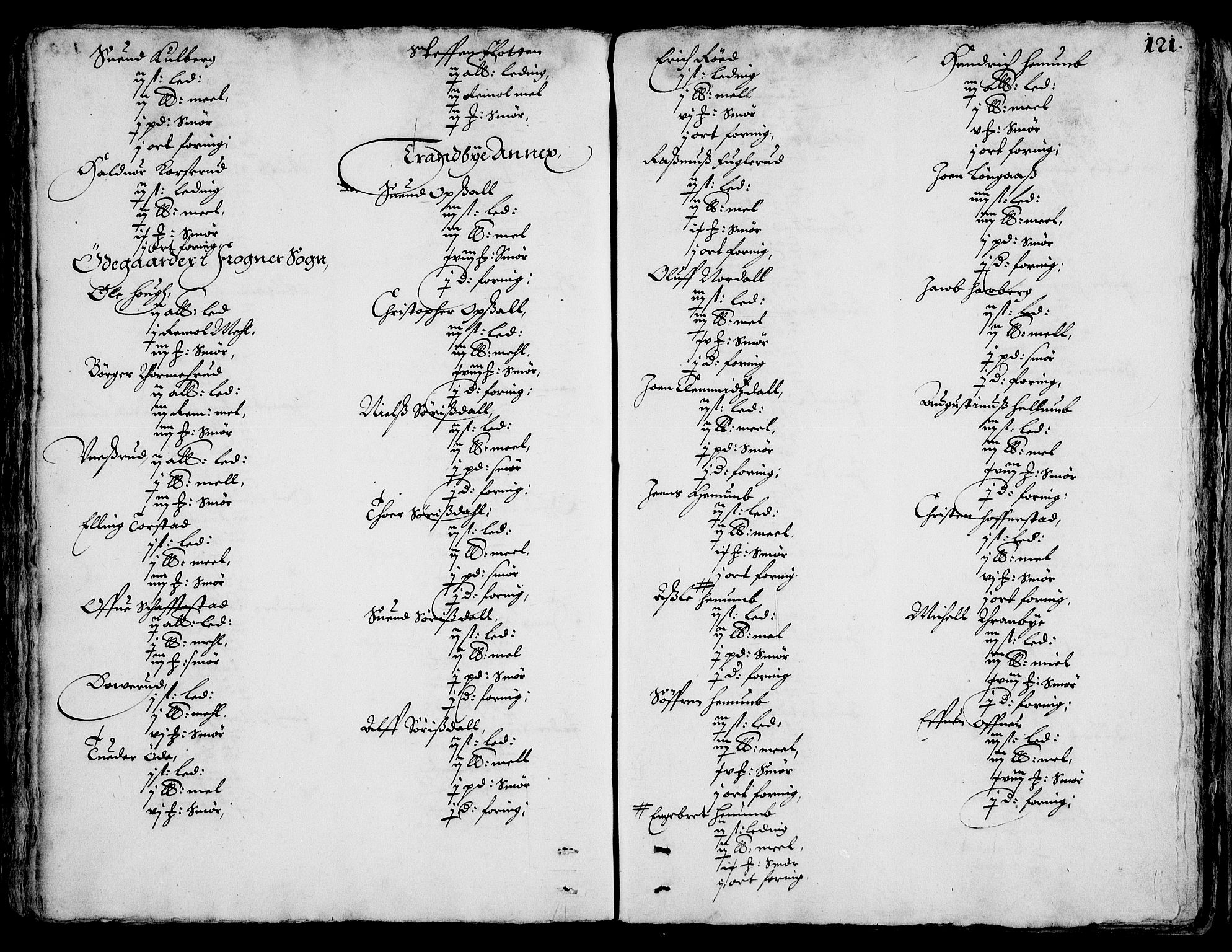 Rentekammeret inntil 1814, Realistisk ordnet avdeling, AV/RA-EA-4070/On/L0001/0002: Statens gods / [Jj 2]: Jordebok og forklaring over atkomstene til Hannibal Sehesteds gods, 1651, p. 120b-121a