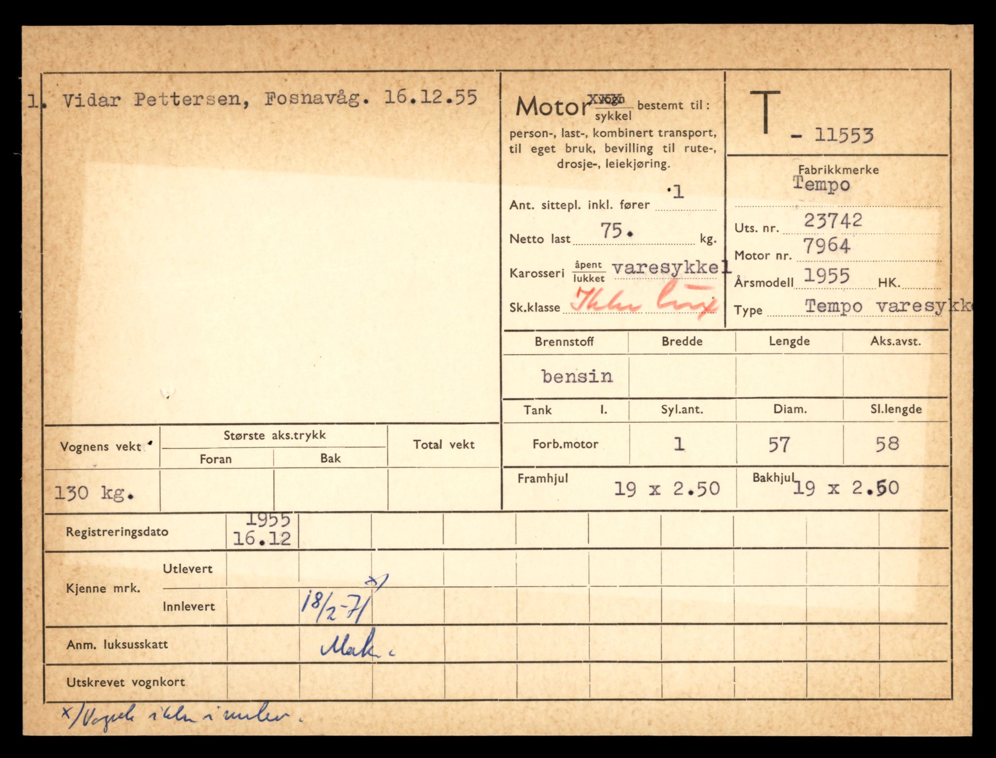 Møre og Romsdal vegkontor - Ålesund trafikkstasjon, AV/SAT-A-4099/F/Fe/L0029: Registreringskort for kjøretøy T 11430 - T 11619, 1927-1998, p. 2086