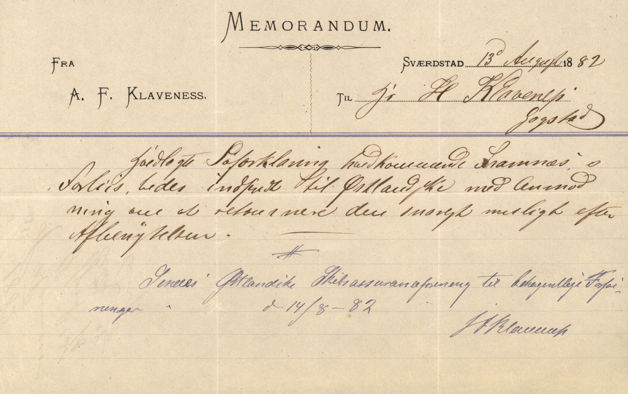 Pa 63 - Østlandske skibsassuranceforening, VEMU/A-1079/G/Ga/L0014/0010: Havaridokumenter / Solveig, Spes & Fides, Framnes, Fosna, 1882, p. 11