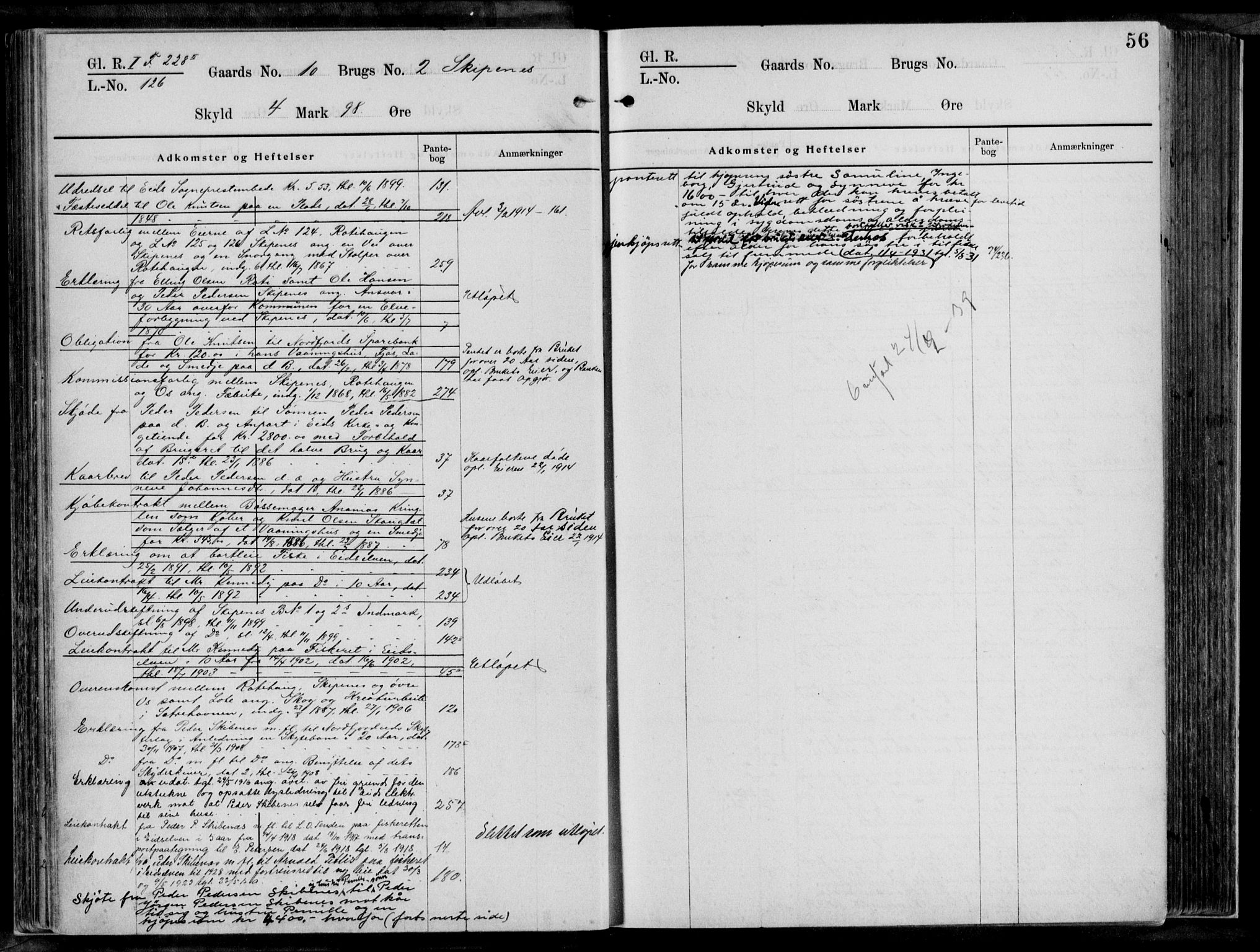 Nordfjord sorenskriveri, AV/SAB-A-2801/02/02a/02ae/L0002: Mortgage register no. II.A.e.2, 1899-1936, p. 56