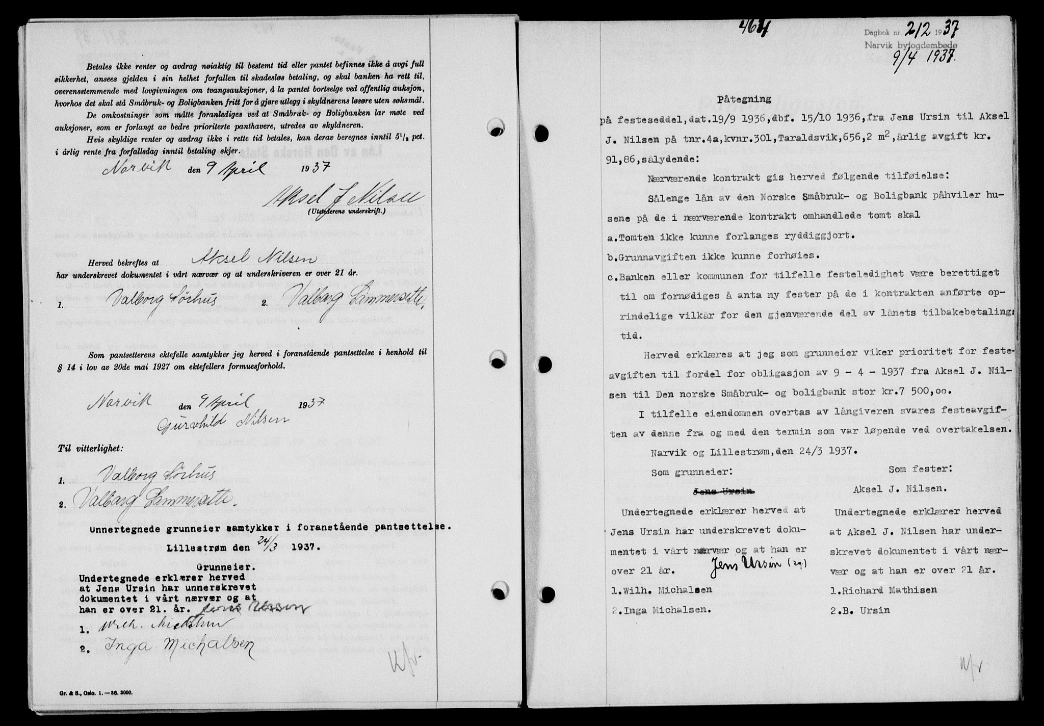 Narvik sorenskriveri, SAT/A-0002/1/2/2C/2Ca/L0011: Mortgage book no. 14, 1935-1937, Deed date: 09.04.1937